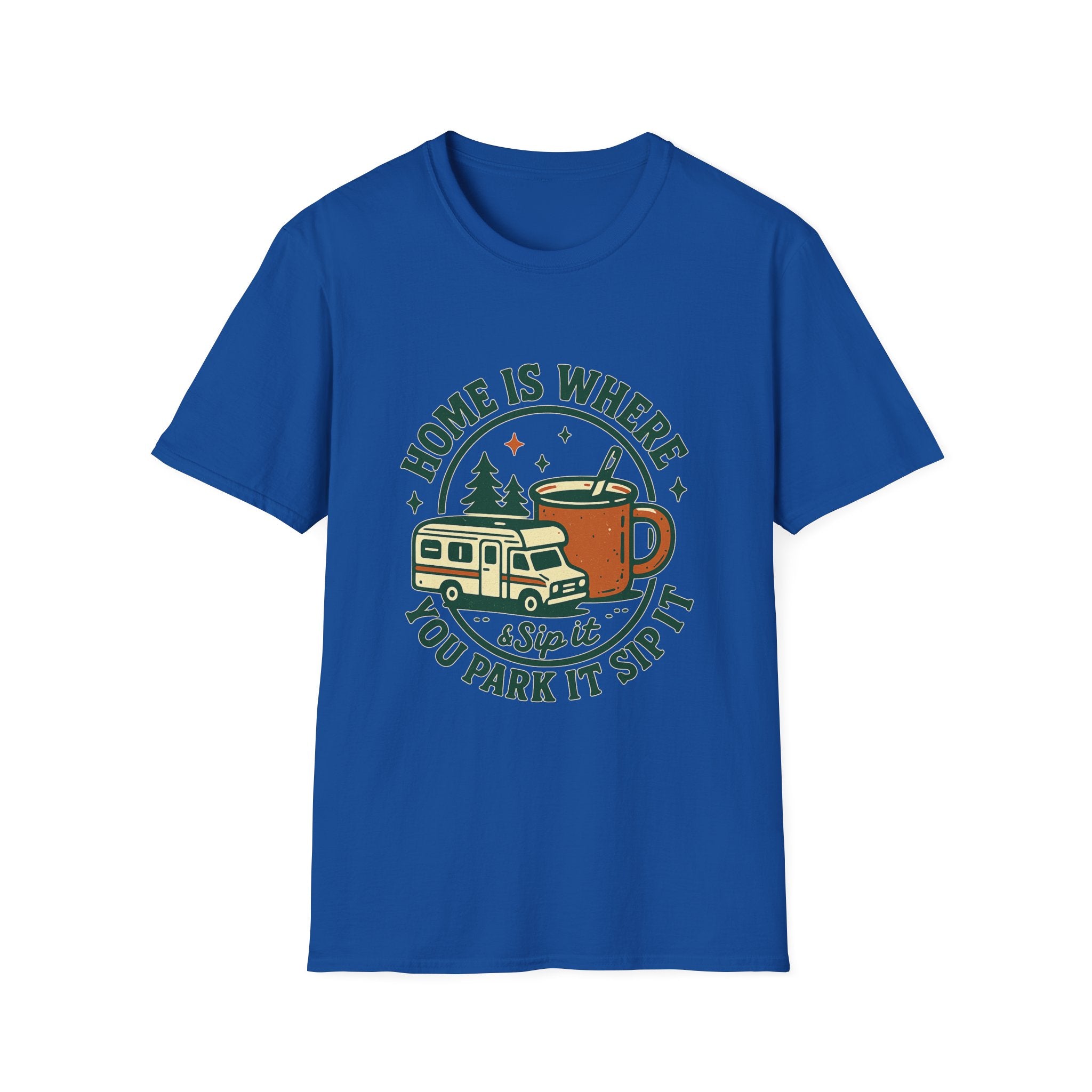 Home Is Where You Park It Camper T-Shirt | RV Coffee Travel Design