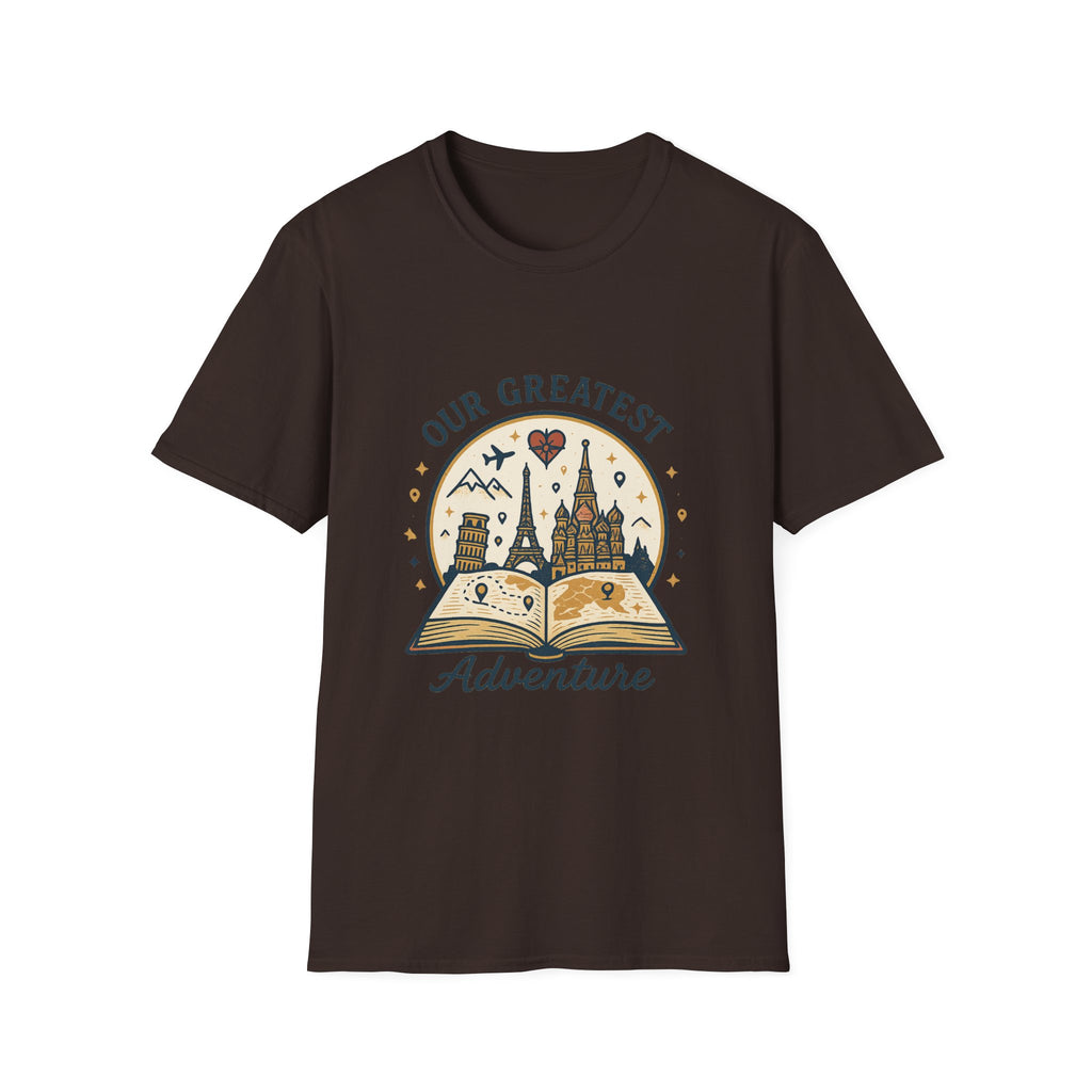 Our Greatest Adventure T-Shirt | Travel Book Castle Hot Air Balloon