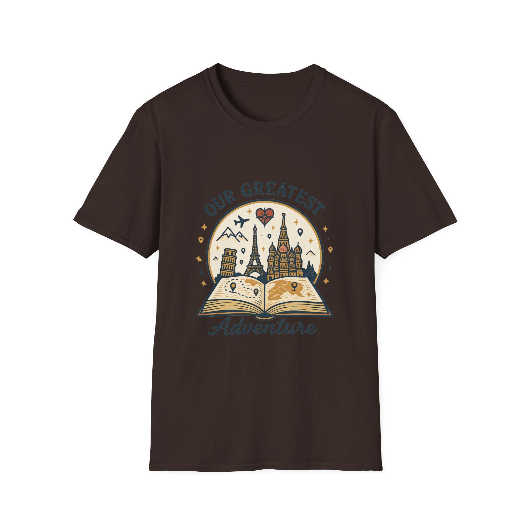 Our Greatest Adventure T-Shirt | Travel Book Castle Hot Air Balloon