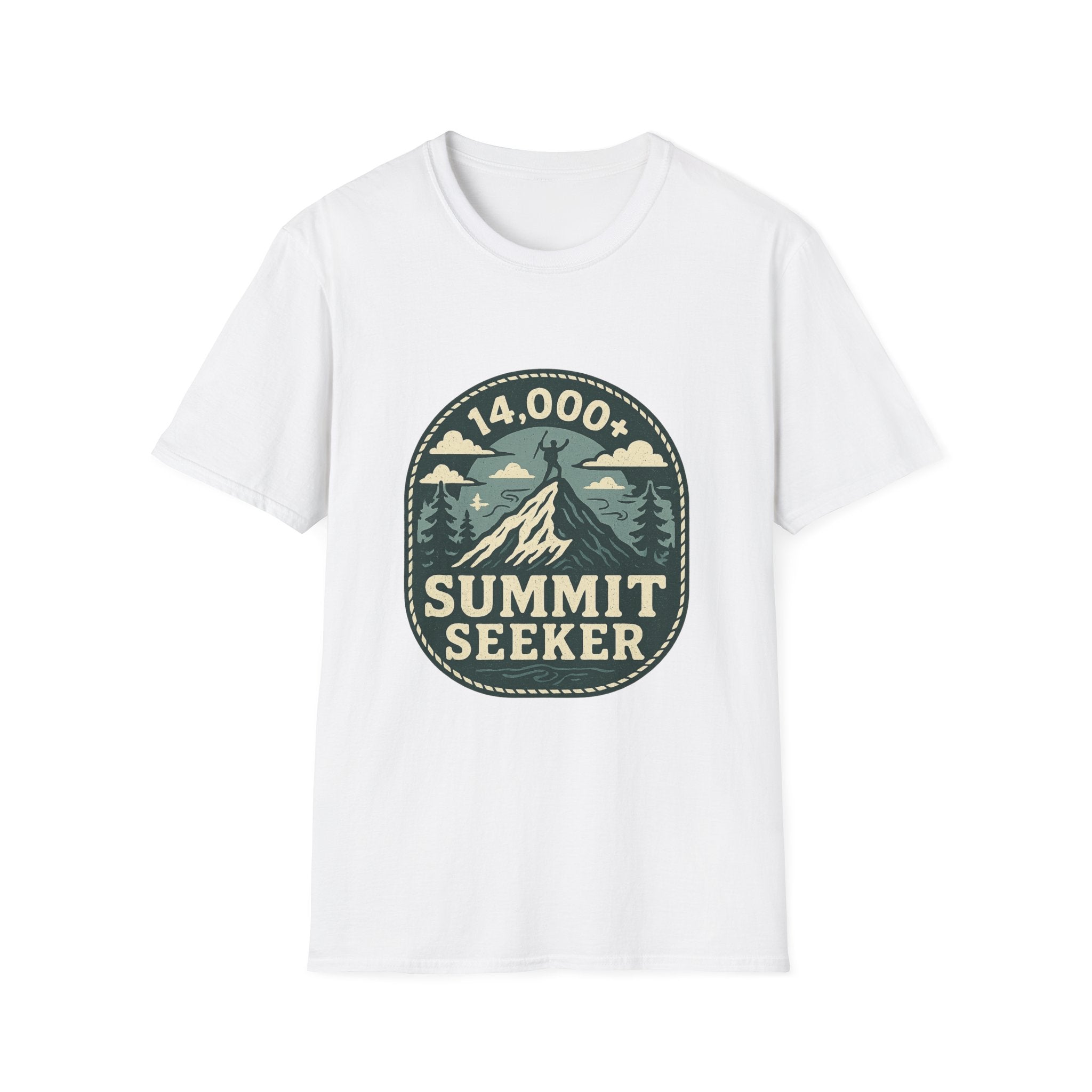 14,000+ Summit Seeker T-Shirt | Mountain Hiker Badge