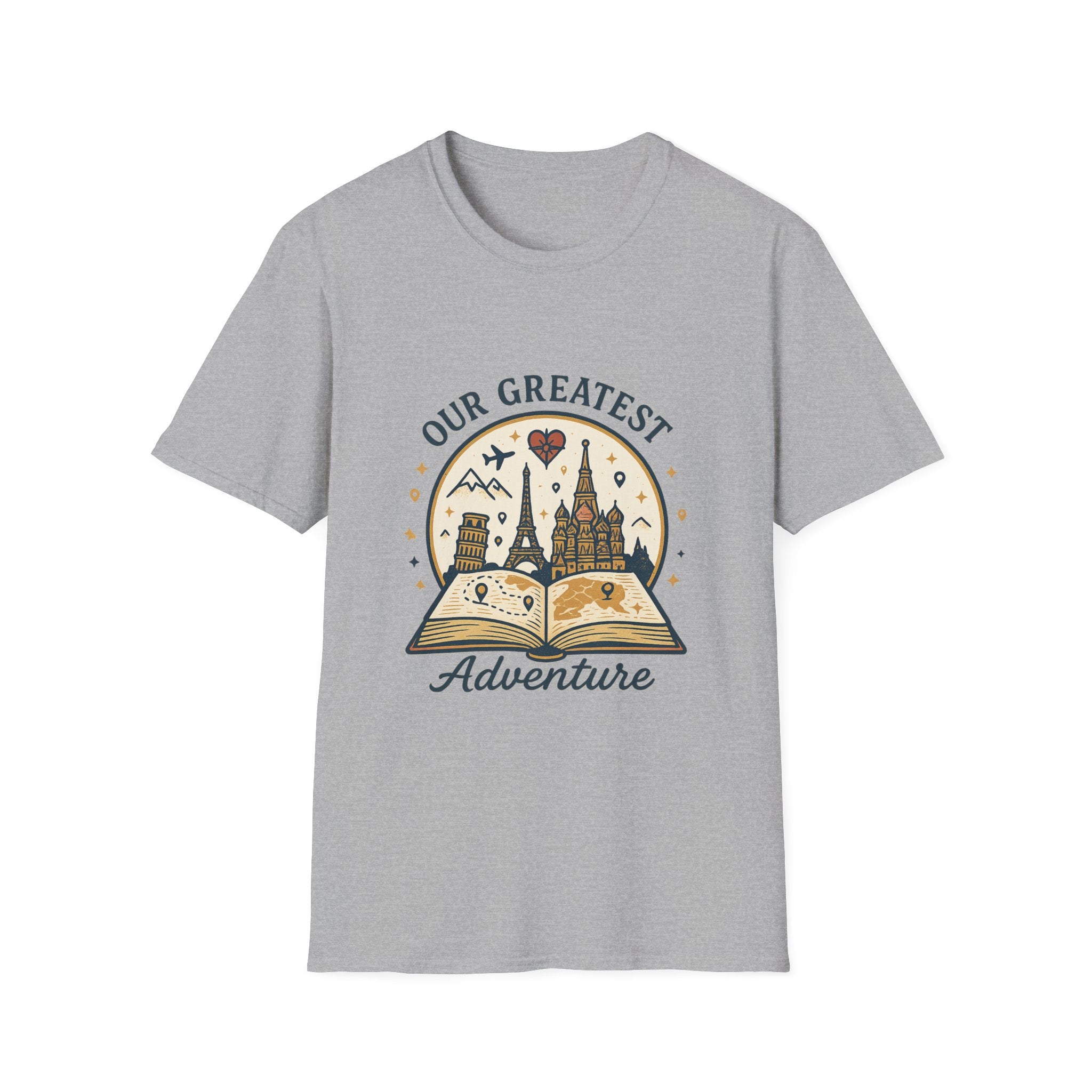 Our Greatest Adventure T-Shirt | Travel Book Castle Hot Air Balloon