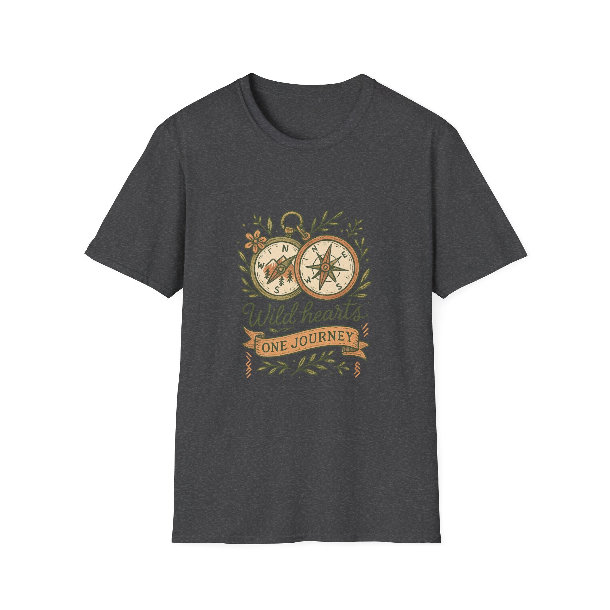 Wild Hearts Compass illustration T-Shirt | Adventure, Nature, Travel