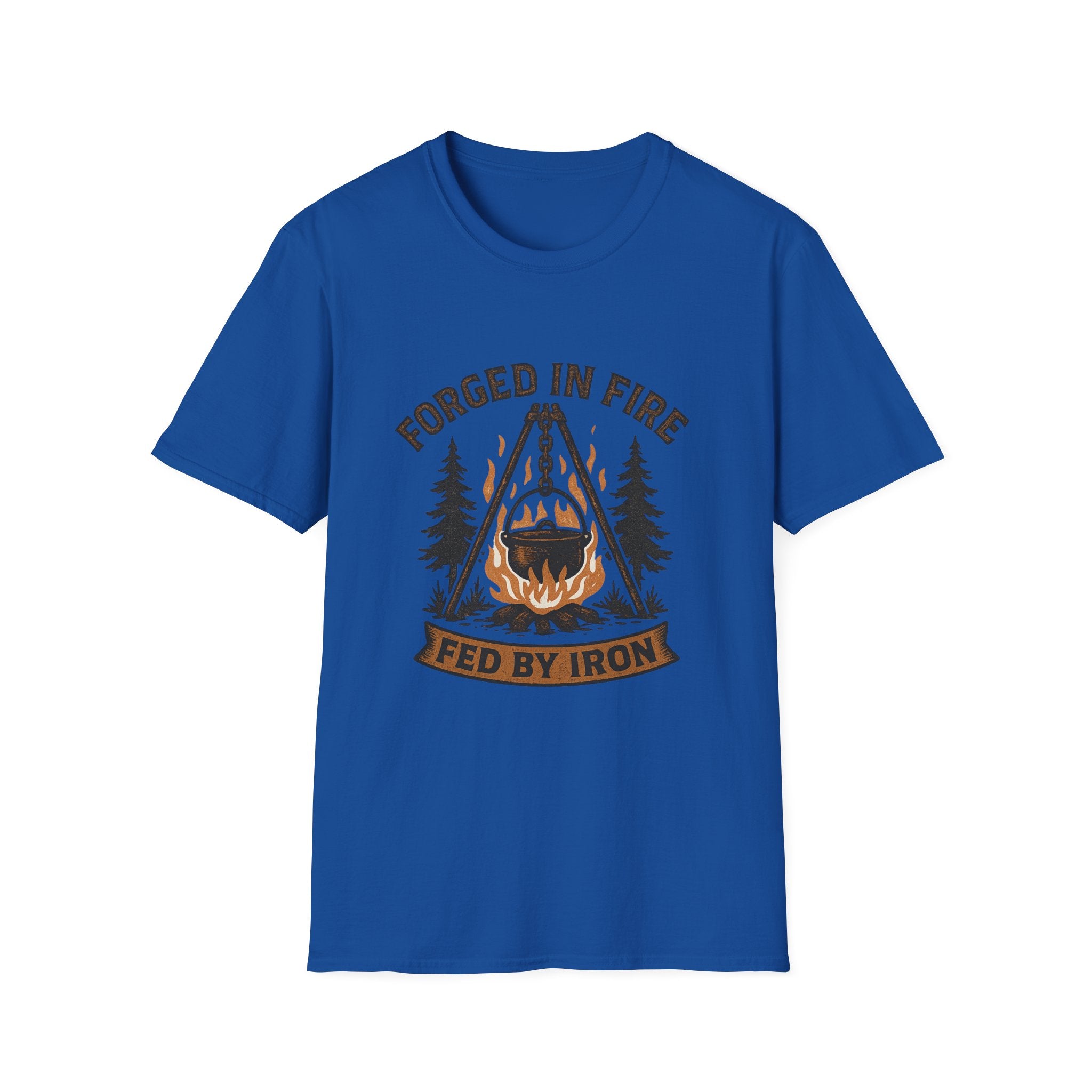 Forged in Fire campfire logo T-Shirt | blacksmith ironworking design