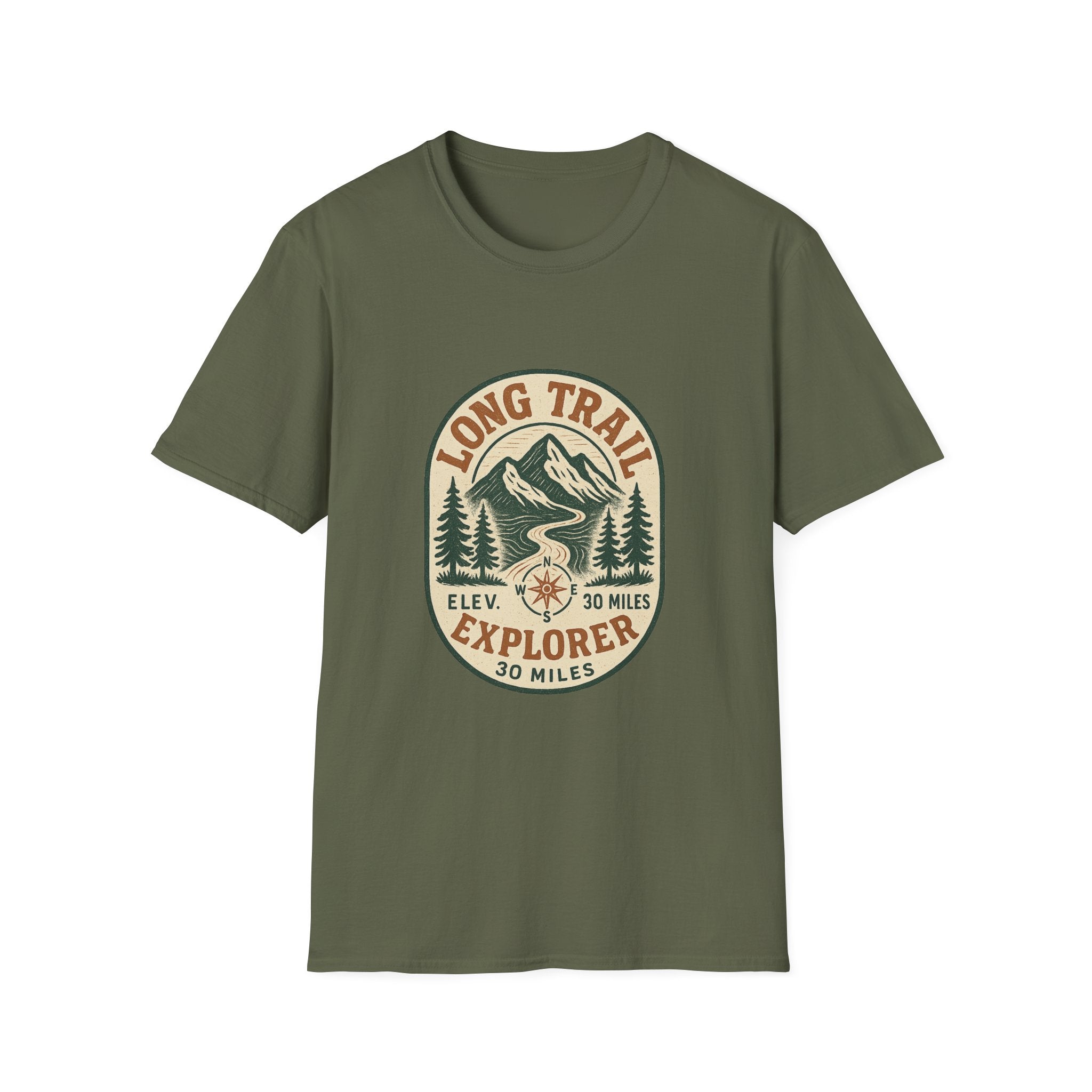Long Trail Mountain Explorer T-Shirt | Hiking Adventure Badge
