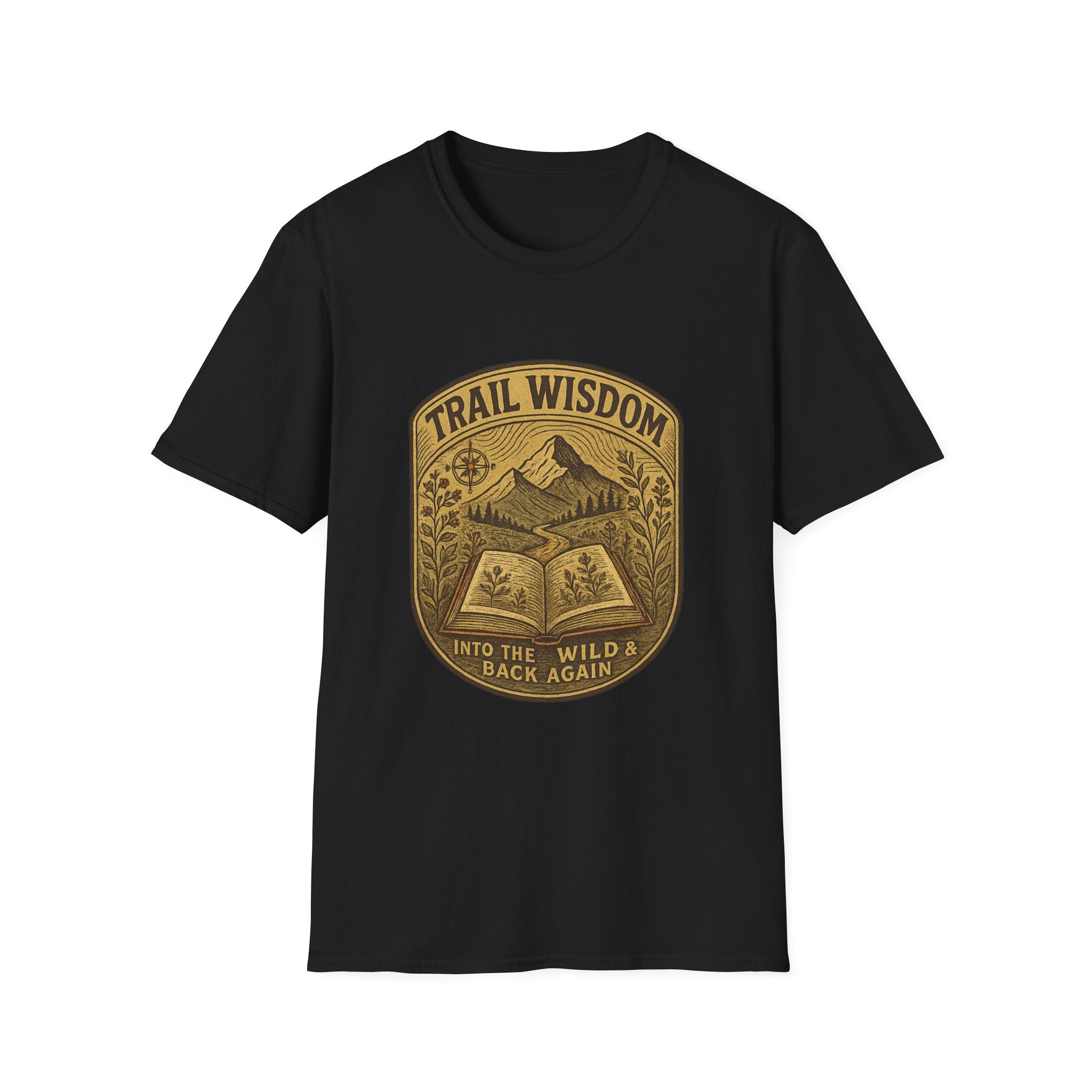 Trail Wisdom mountain badge T-Shirt | hiking nature design