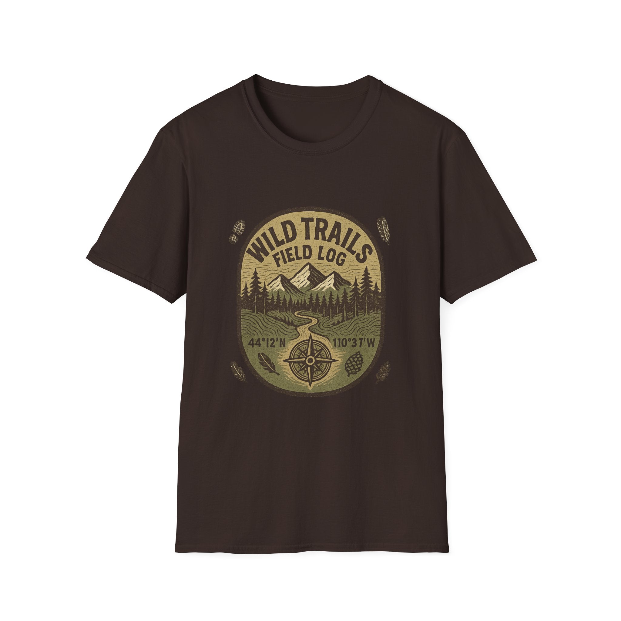 Wild Trails Field Log T-Shirt | Mountain Hiking Badge, Outdoor Adventure Tee