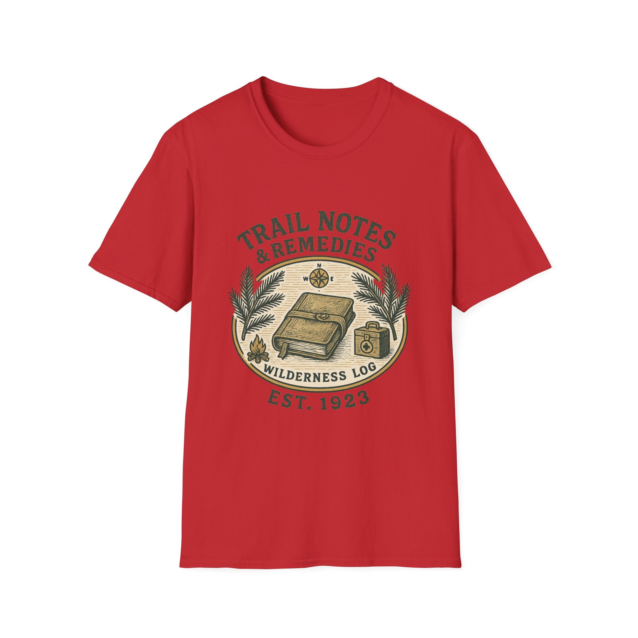 Trail Notes & Remedies T-Shirt | Wilderness Log, Vintage Botanical Design