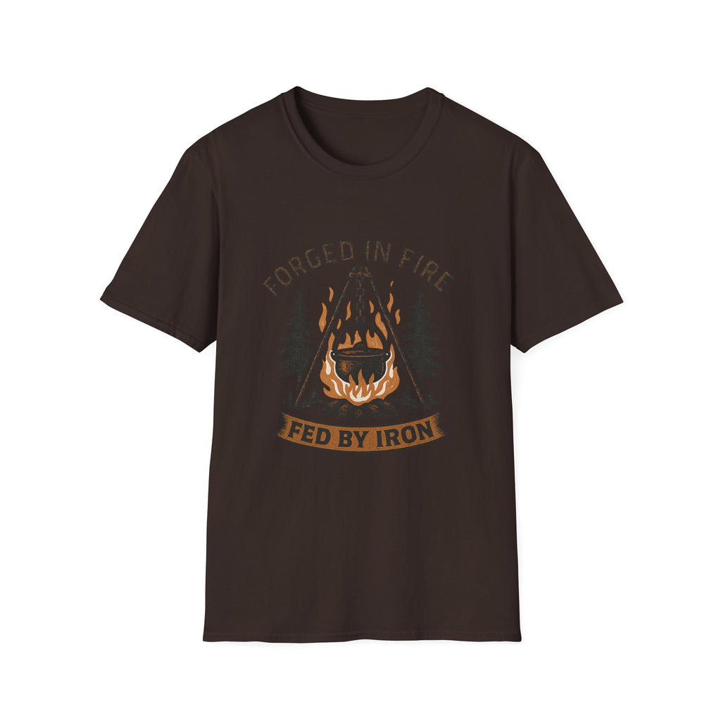 Forged in Fire campfire logo T-Shirt | blacksmith ironworking design