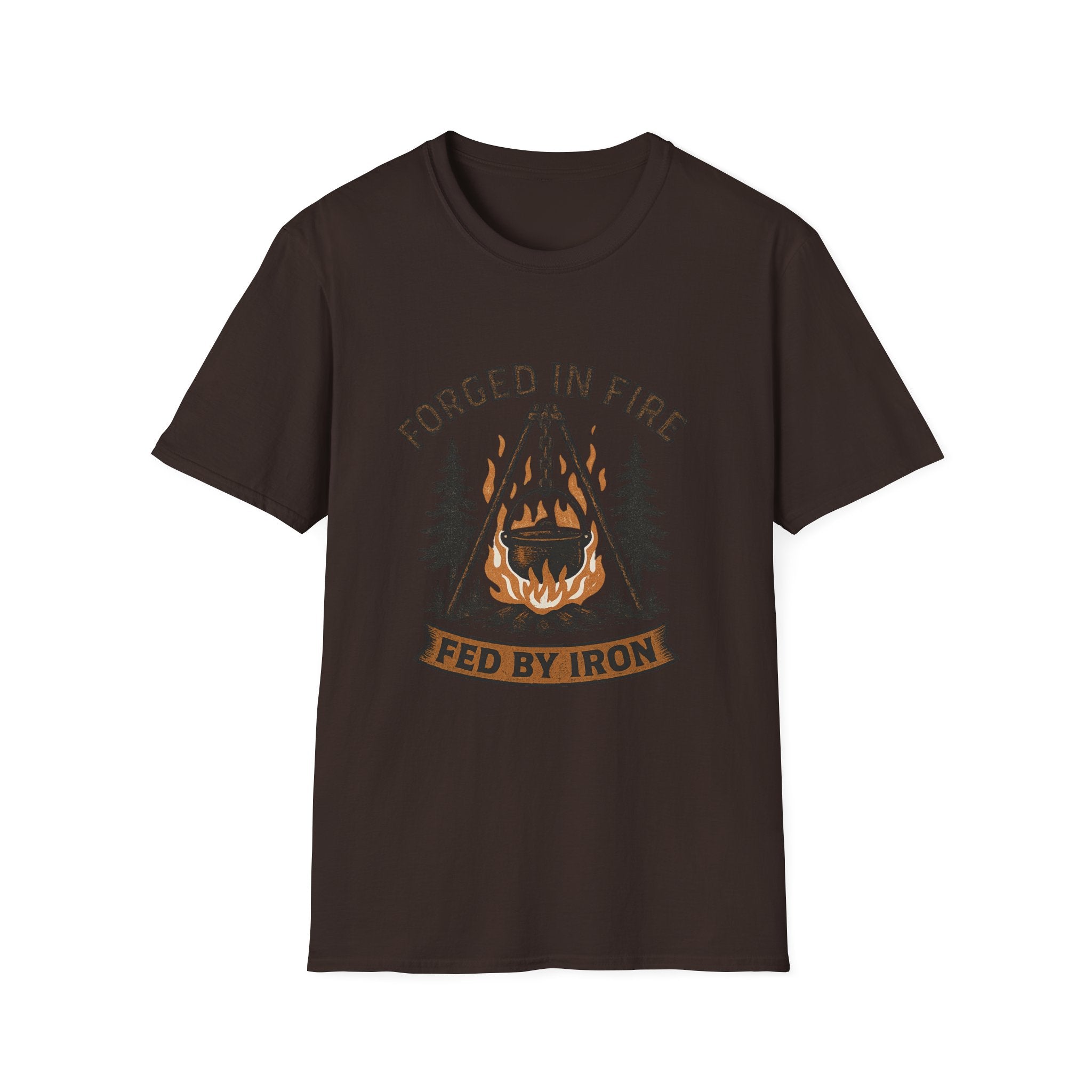 Forged in Fire campfire logo T-Shirt | blacksmith ironworking design