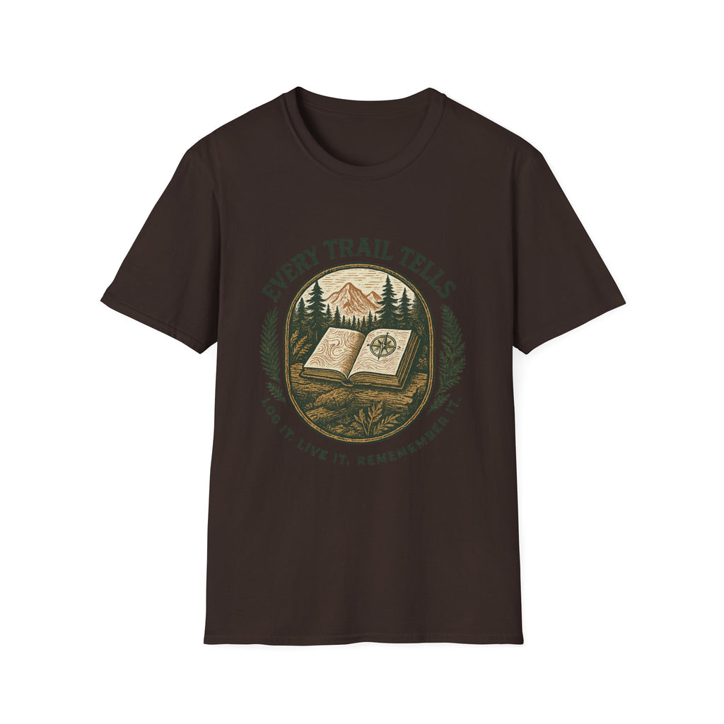 Every Trail Tells T-Shirt | Mountain Map Compass Hiking Shirt