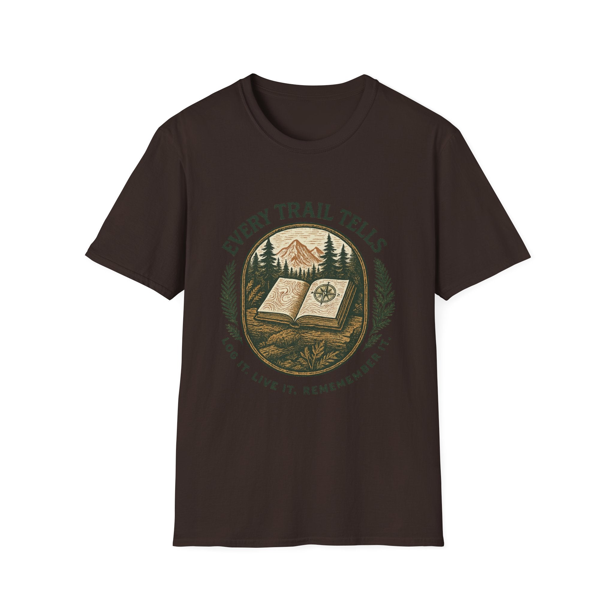 Every Trail Tells T-Shirt | Mountain Map Compass Hiking Shirt