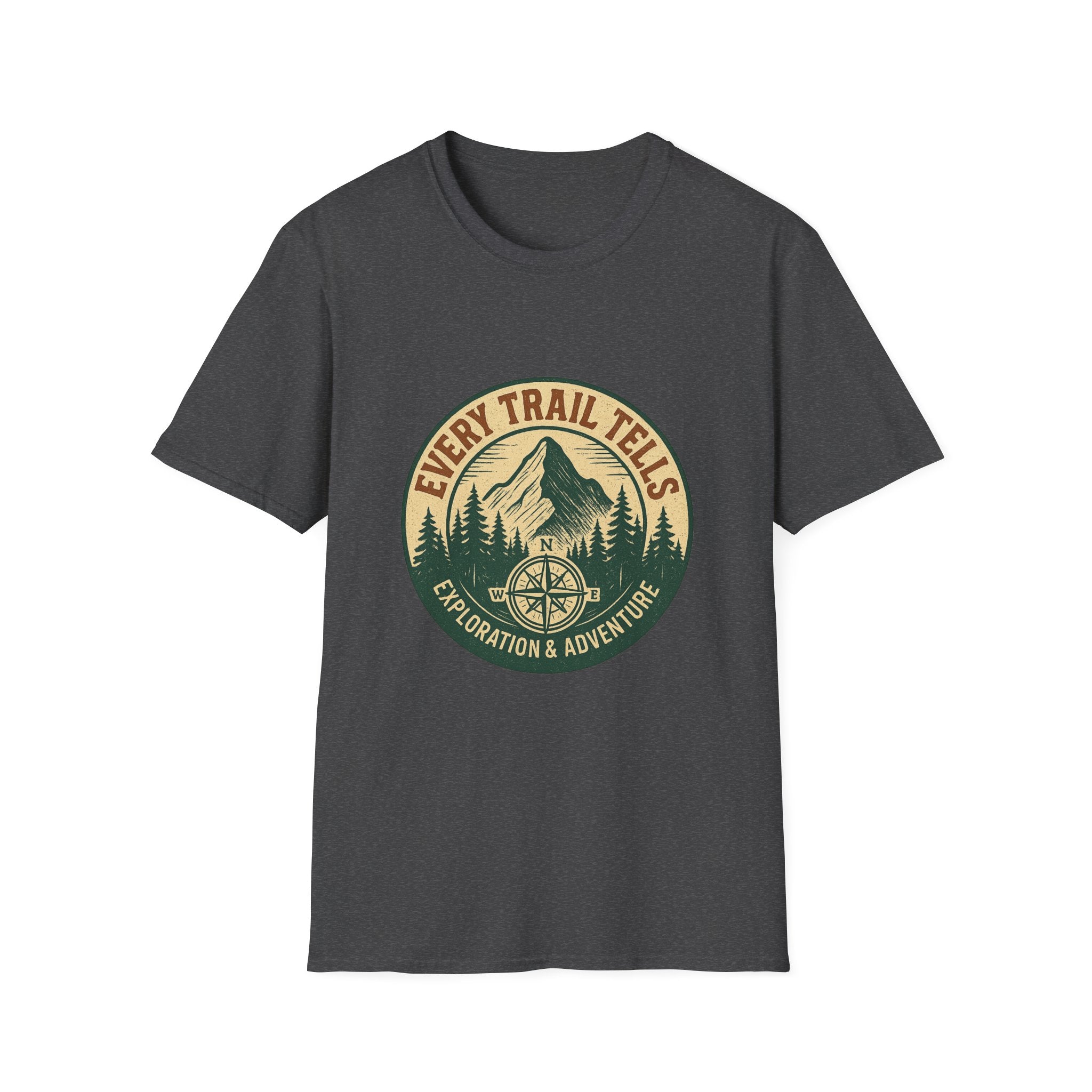 Every Trail Tells Mountain Graphic T-Shirt | Adventure Compass Outdoor Tee