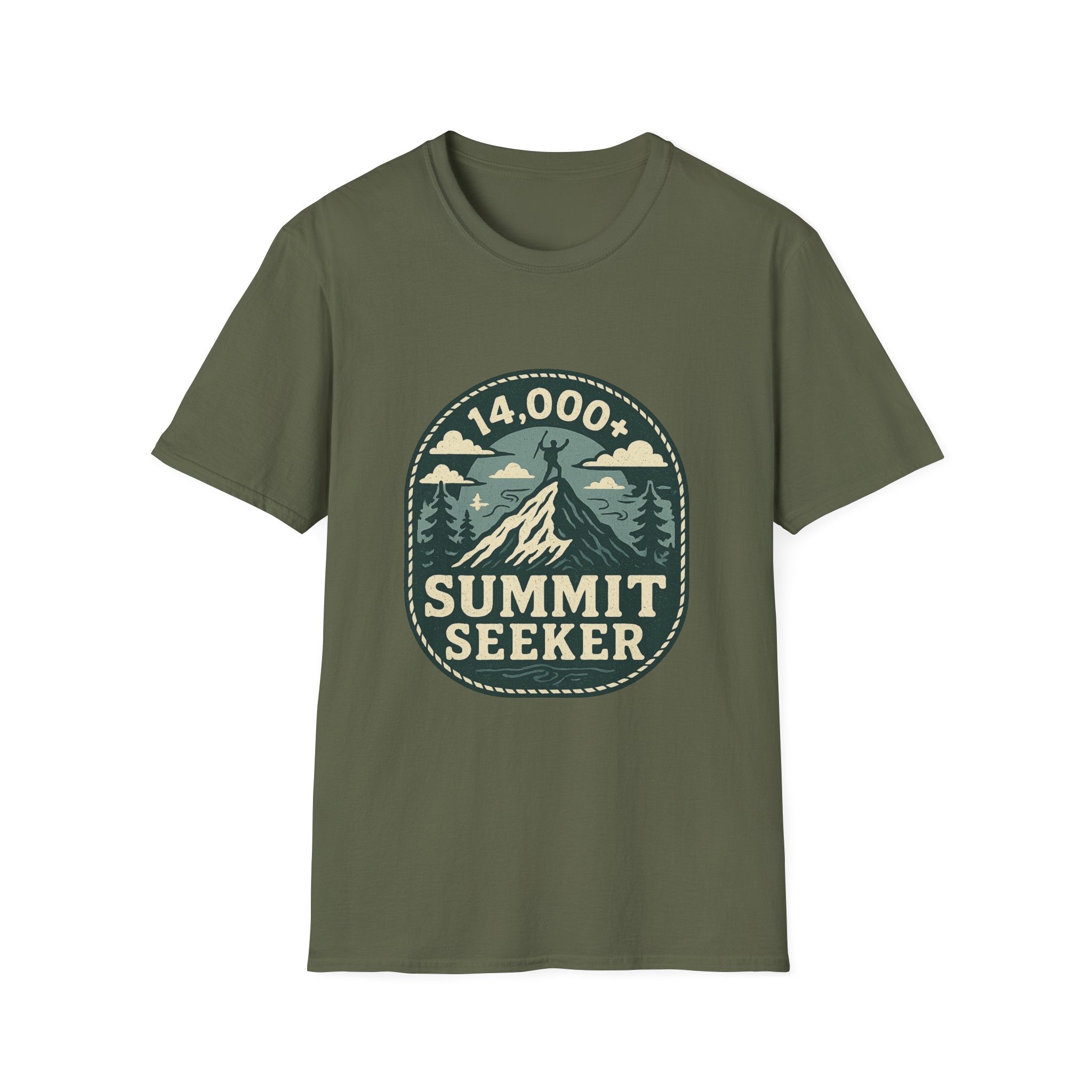 14,000+ Summit Seeker T-Shirt | Mountain Hiker Badge