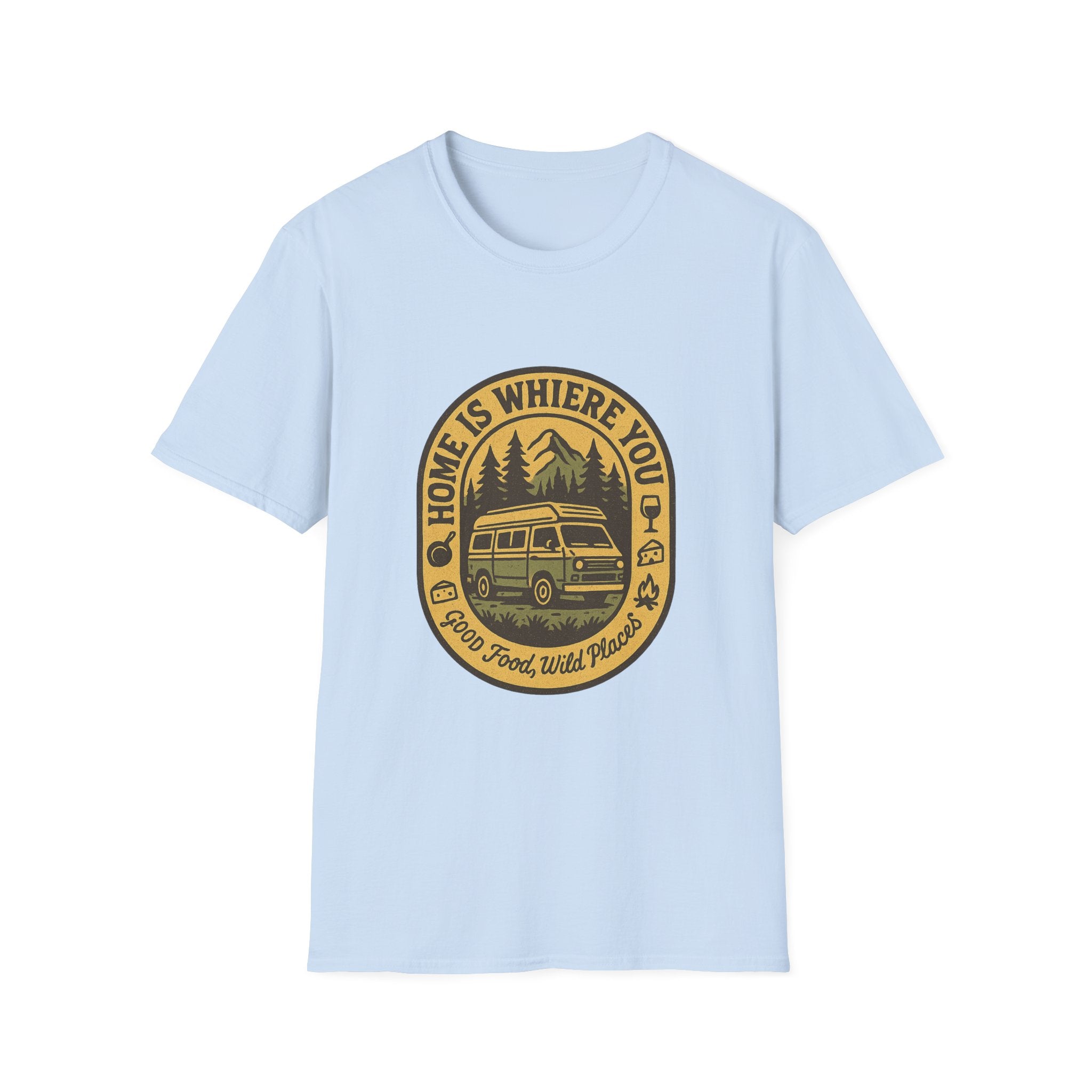 Home Is Where You Park It Camper Van T-Shirt | Vintage RV Outdoor Camping Tee