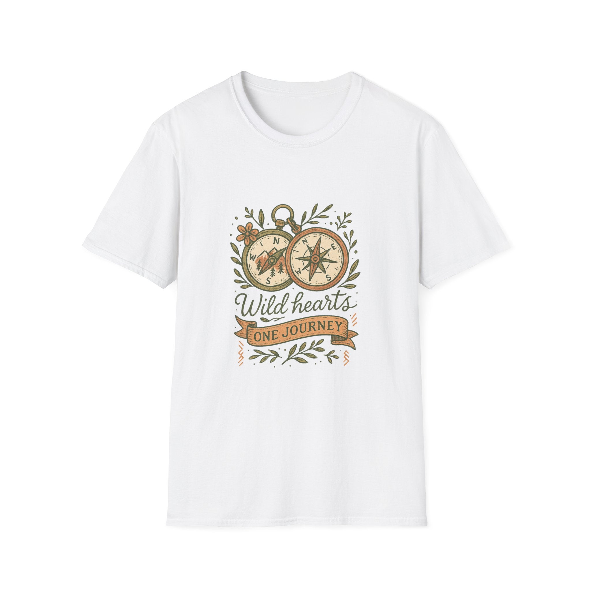 Wild Hearts Compass illustration T-Shirt | Adventure, Nature, Travel
