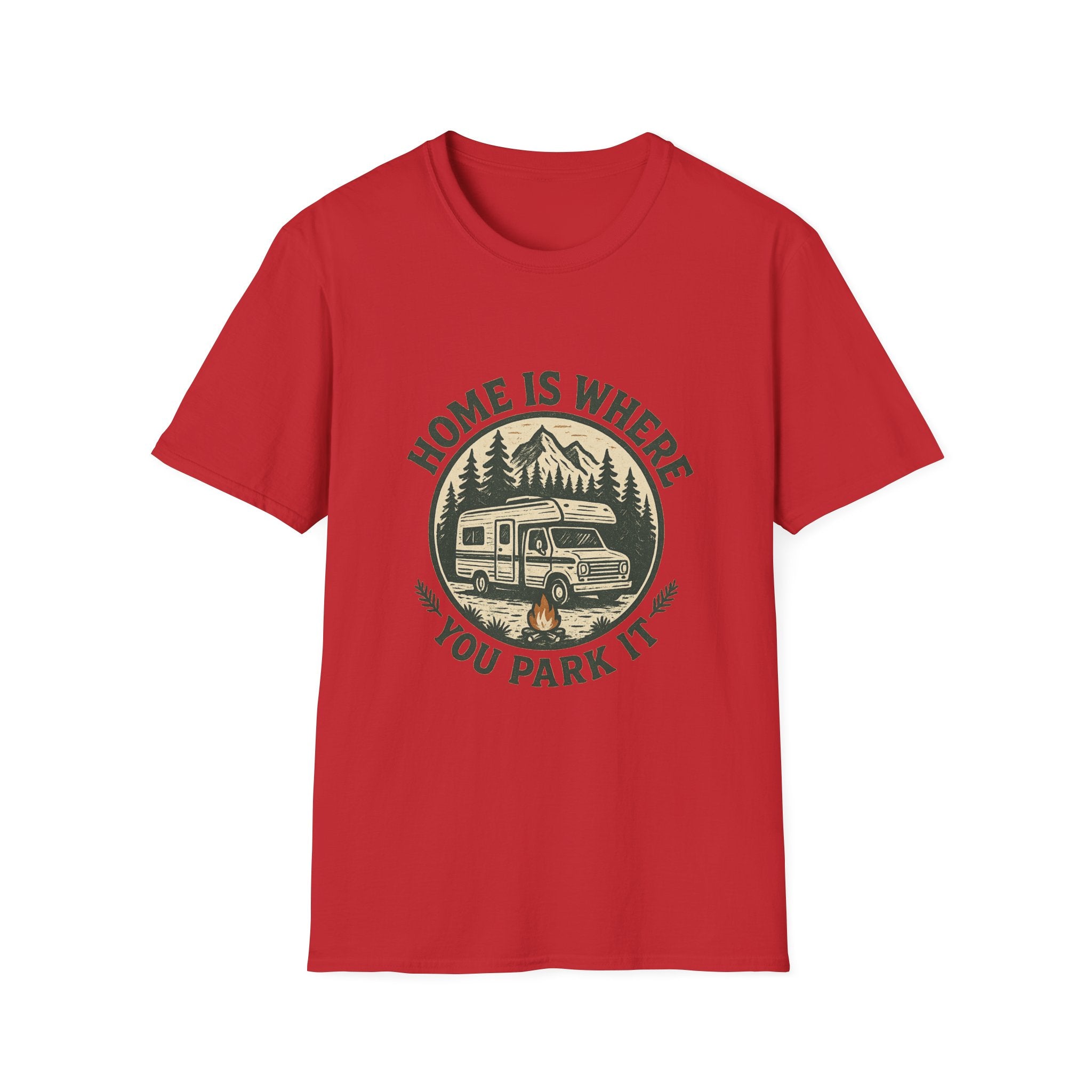 Home Is Where You Park It T-Shirt | RV Camper Mountain Design