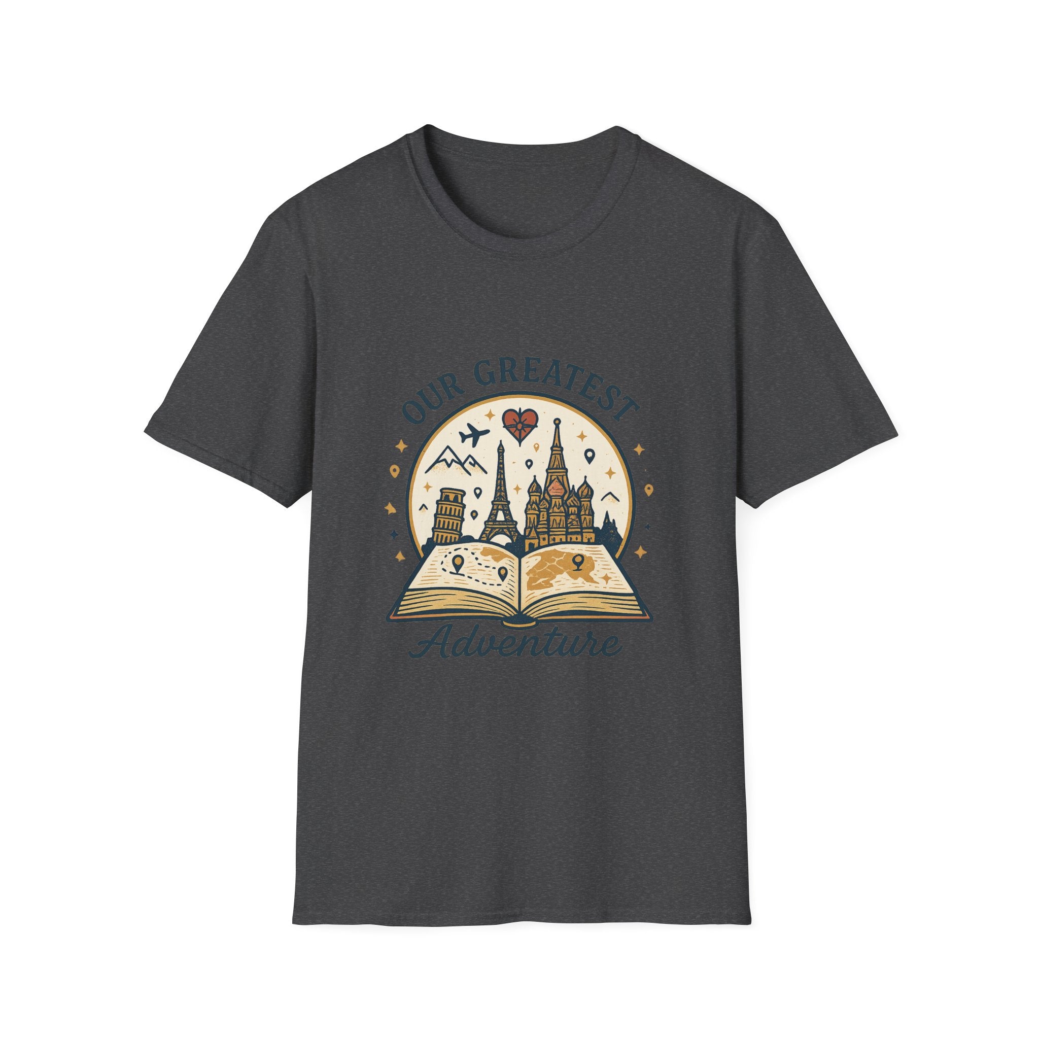 Our Greatest Adventure T-Shirt | Travel Book Castle Hot Air Balloon
