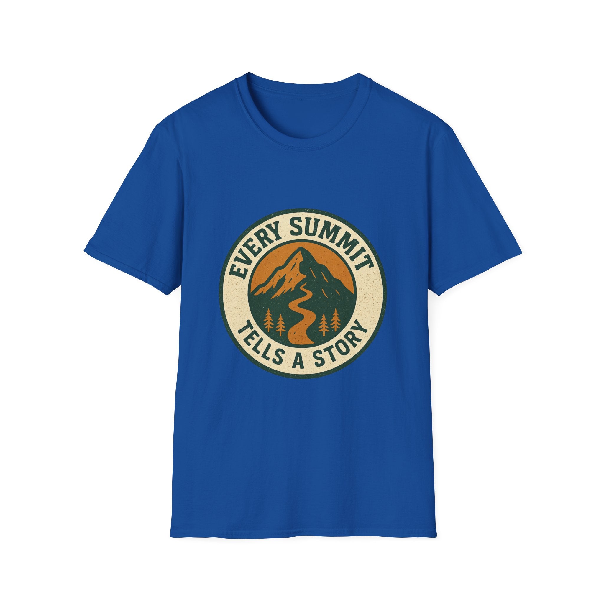 Every Summit Tells a Story T-Shirt | Mountain Adventure Badge