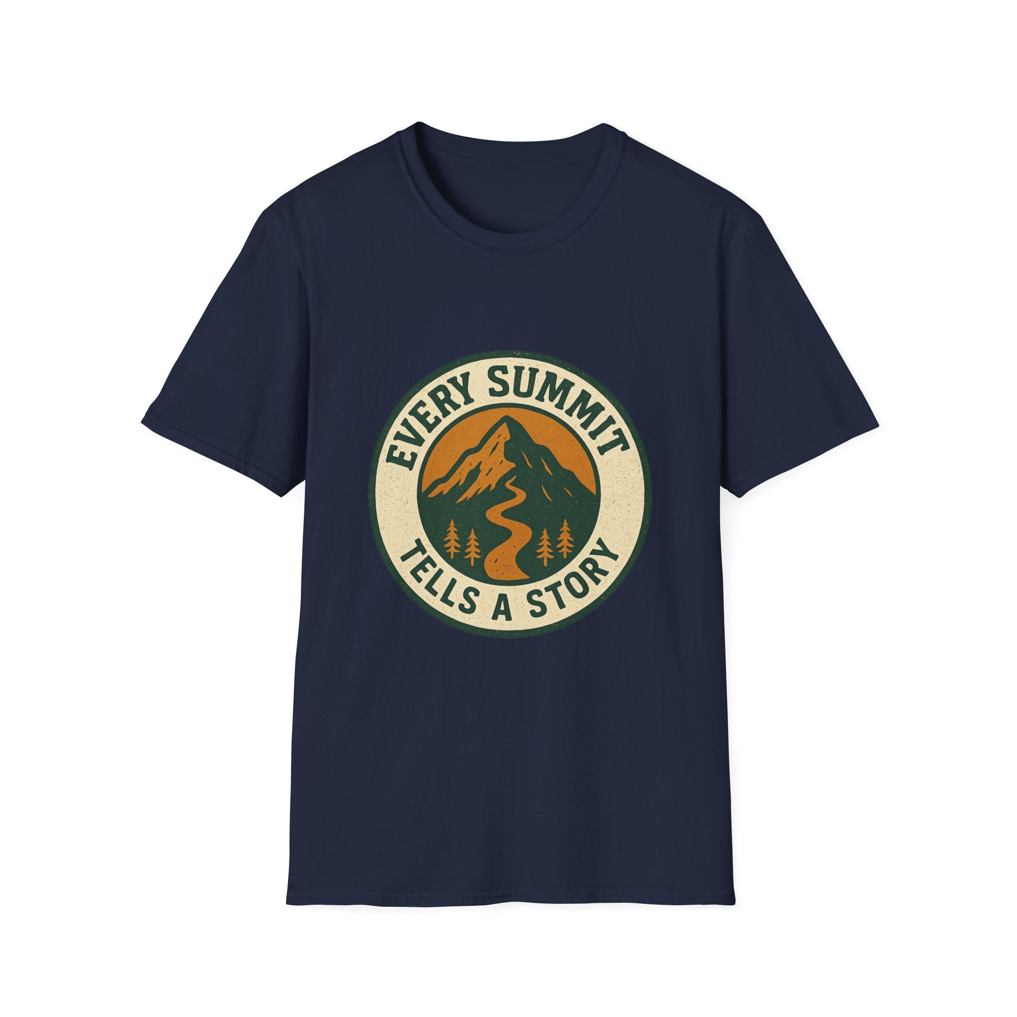 Every Summit Tells a Story T-Shirt | Mountain Adventure Badge