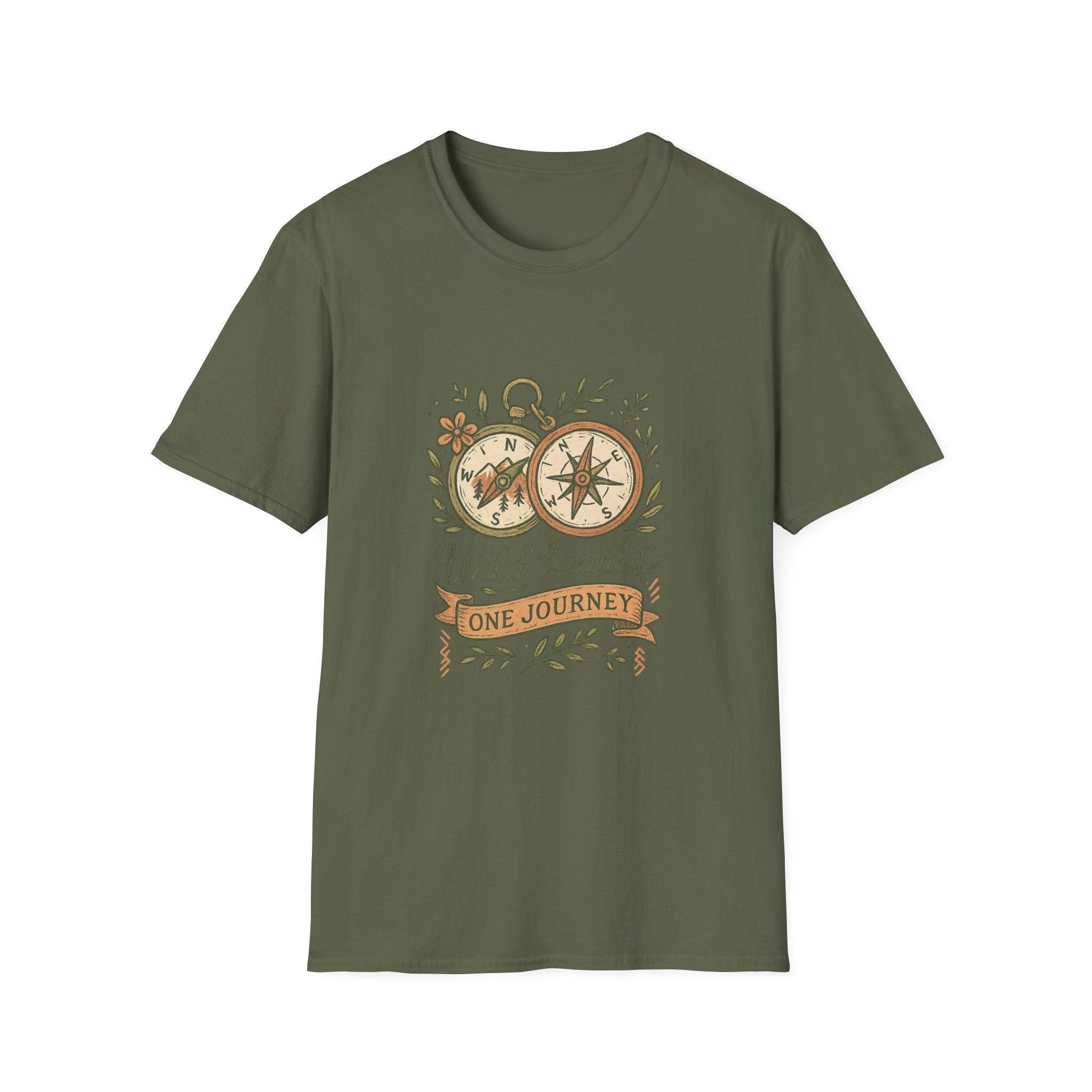Wild Hearts Compass illustration T-Shirt | Adventure, Nature, Travel