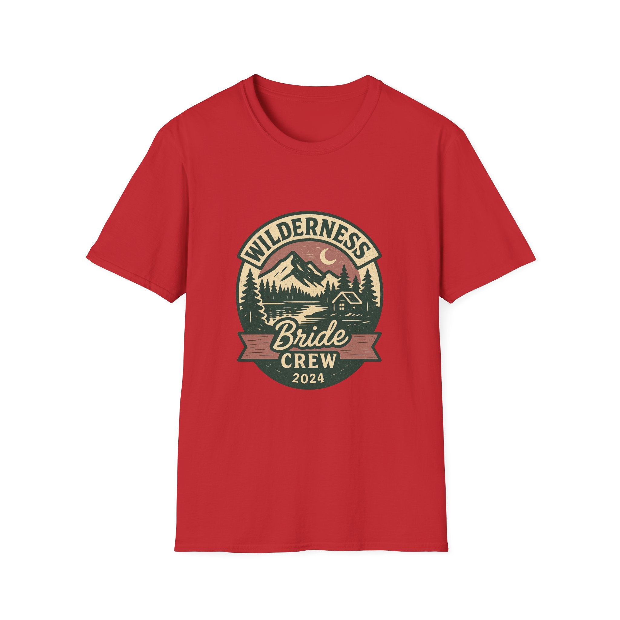 Wilderness Mountains Nightscapes T-Shirt | Bride Crew 2024 Badge