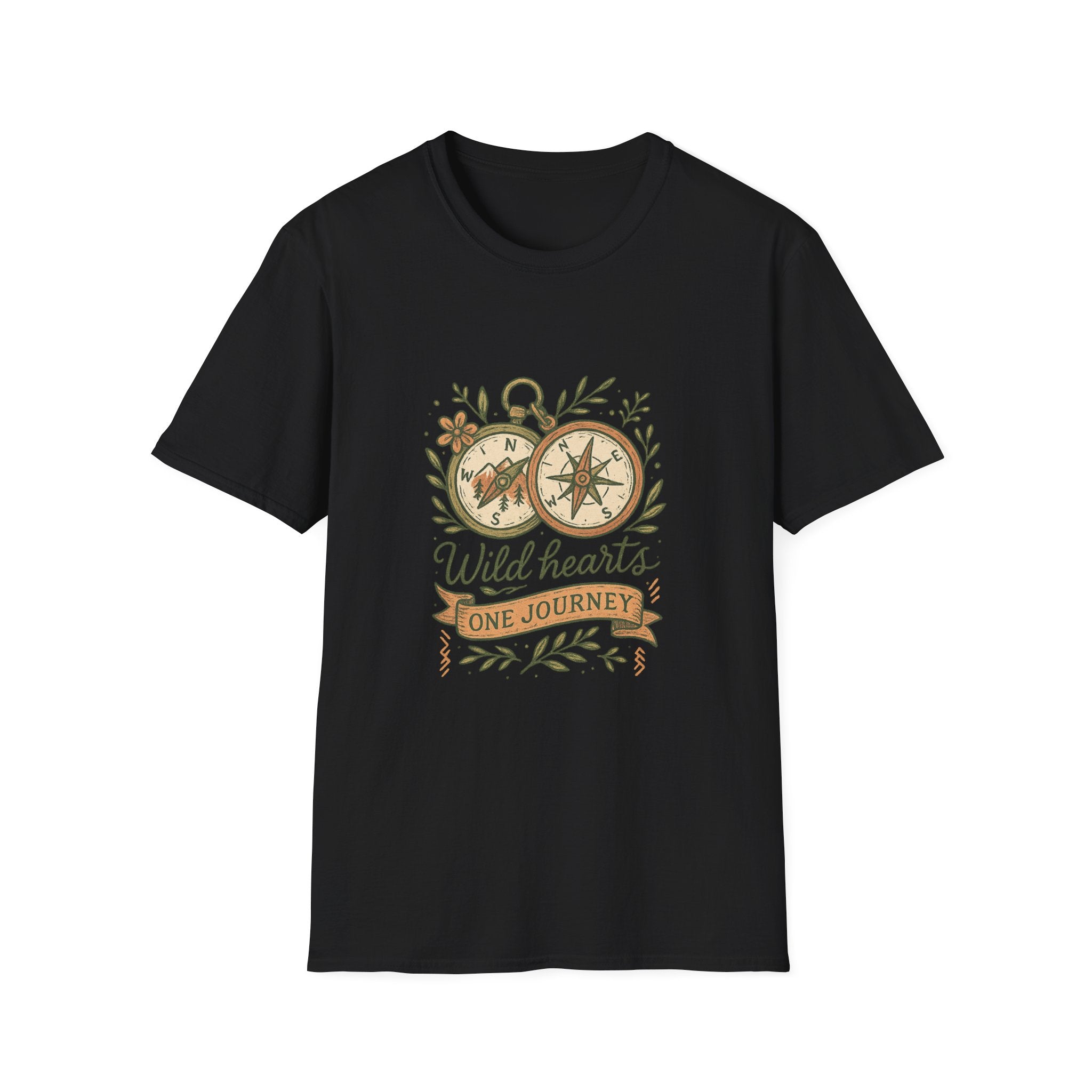 Wild Hearts Compass illustration T-Shirt | Adventure, Nature, Travel