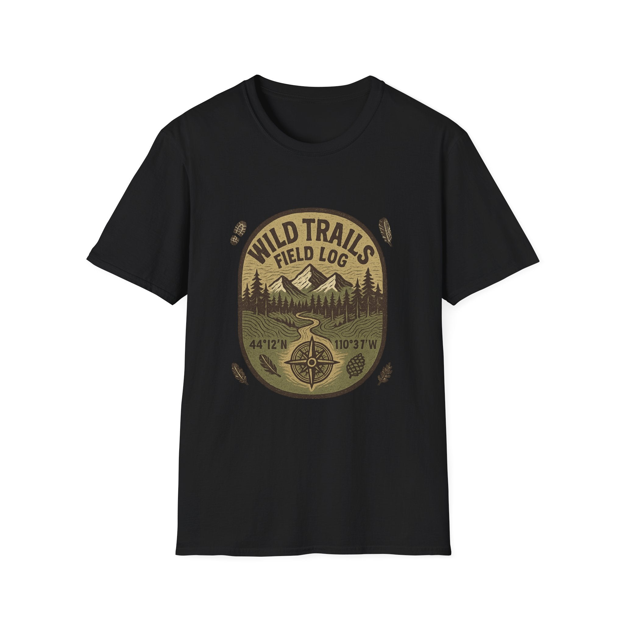 Wild Trails Field Log T-Shirt | Mountain Hiking Badge, Outdoor Adventure Tee