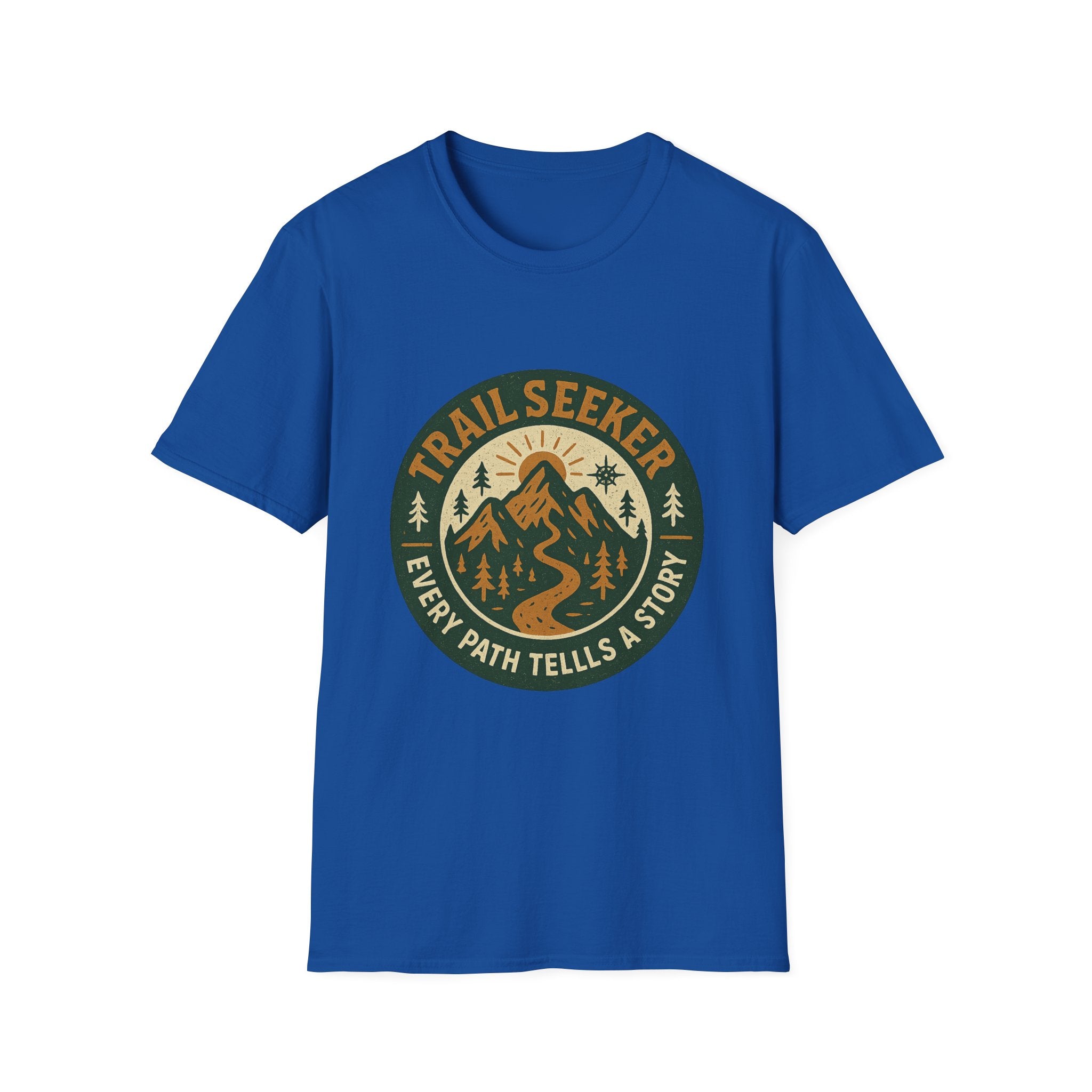 Trail Seeker mountain badge T-Shirt | Hiking outdoors adventure tee
