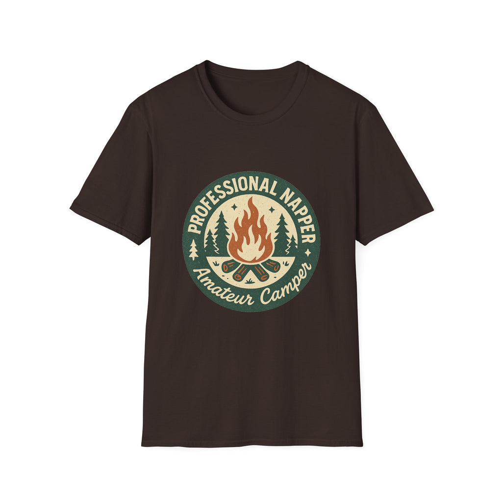 Professional Napper Campfire T-Shirt | Camping Nap Sleep Graphic Tee