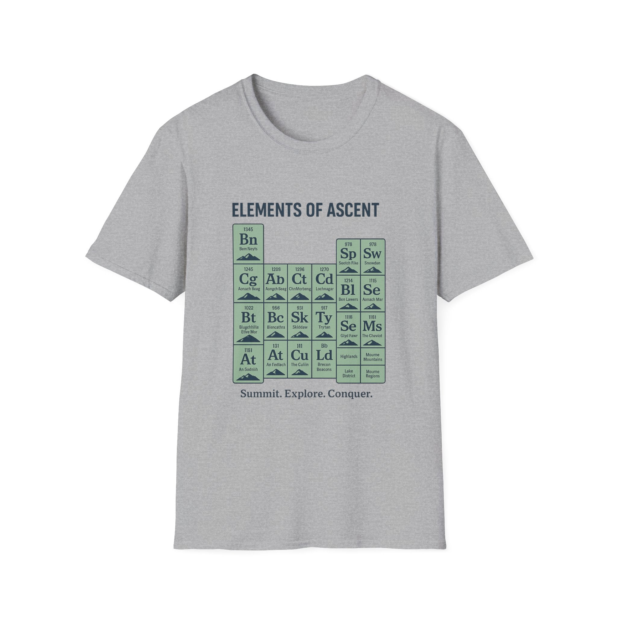Elements of Ascent T-Shirt | Climbing Periodic Table Rock Climber Tee