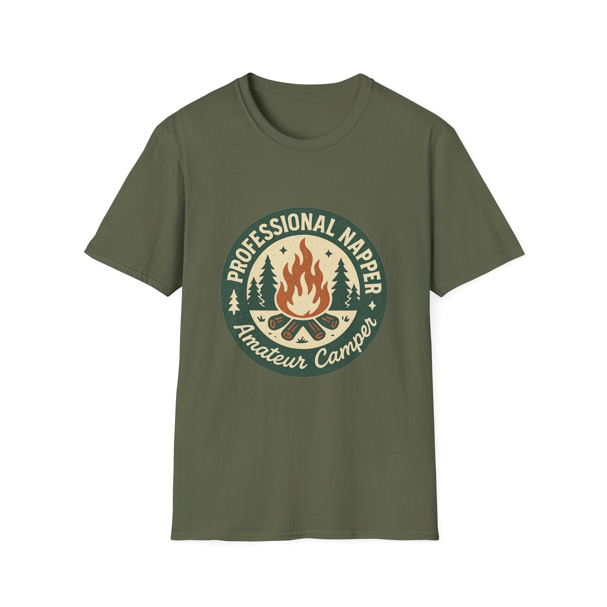 Professional Napper Campfire T-Shirt | Camping Nap Sleep Graphic Tee