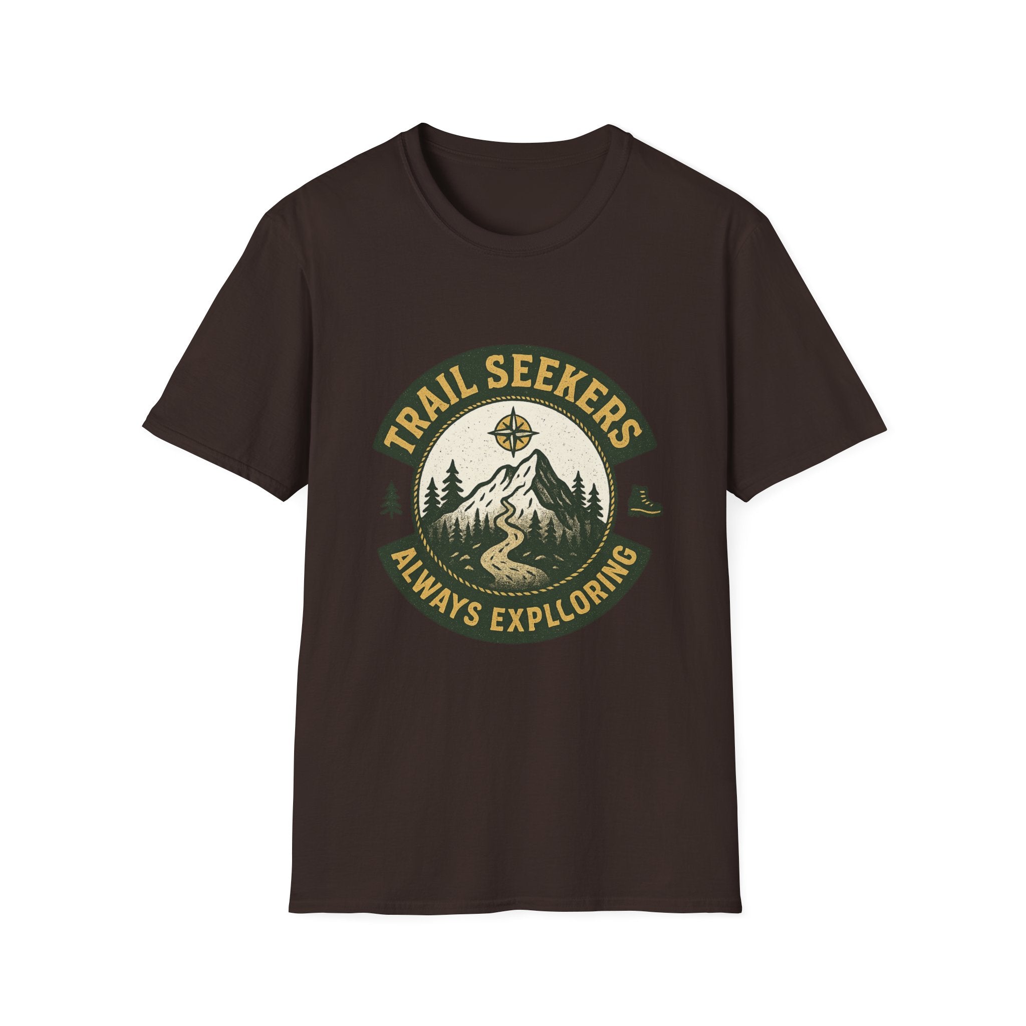 Trail Seekers mountain compass graphic T-Shirt | Adventure hiking design