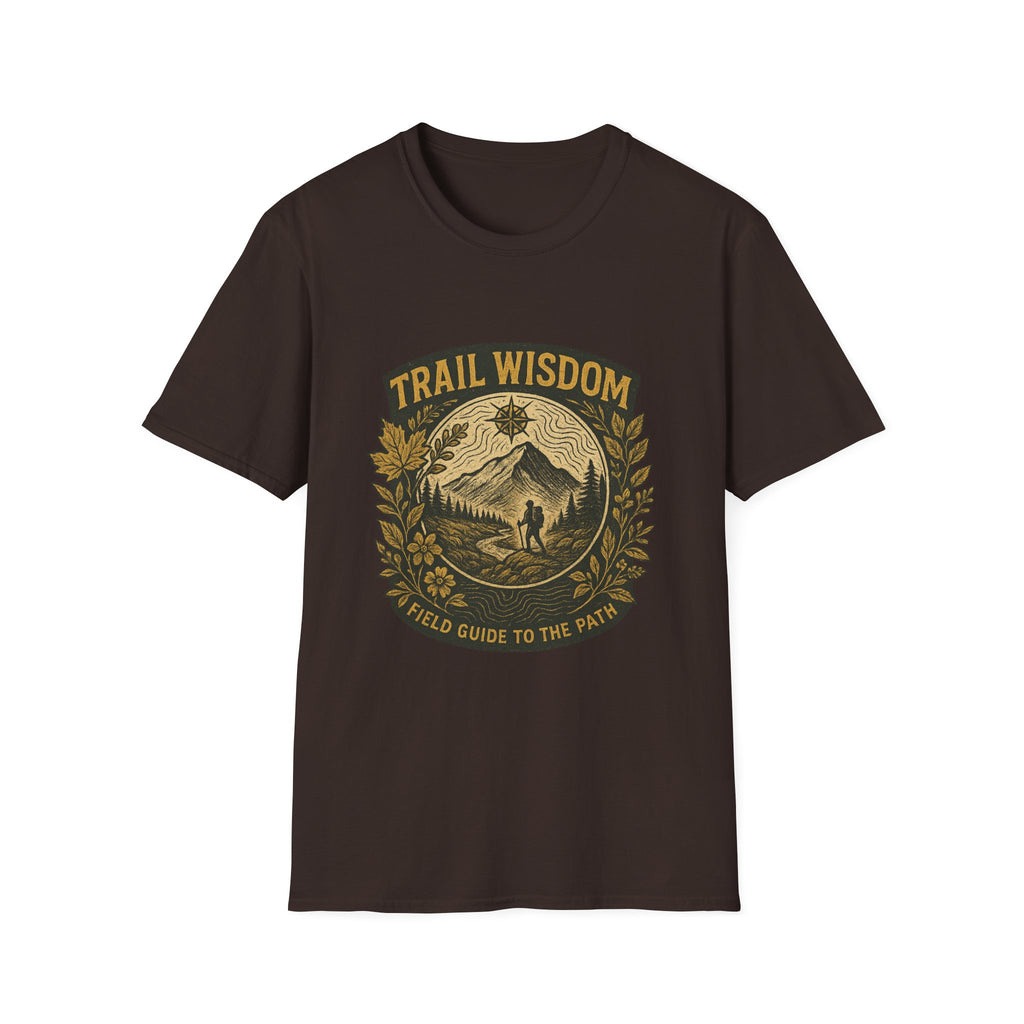 Trail Wisdom hiking badge T-Shirt | mountain compass outdoors design