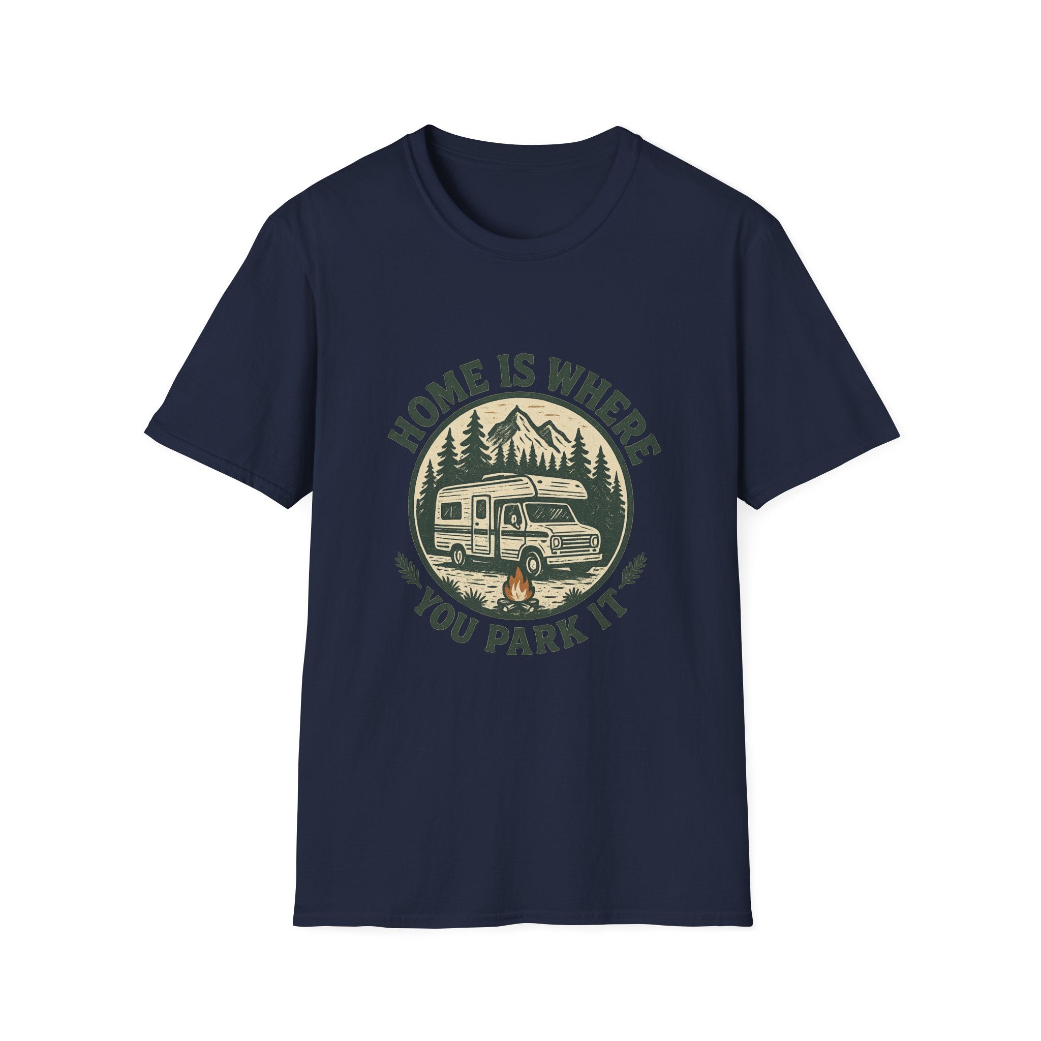 Home Is Where You Park It T-Shirt | RV Camper Mountain Design