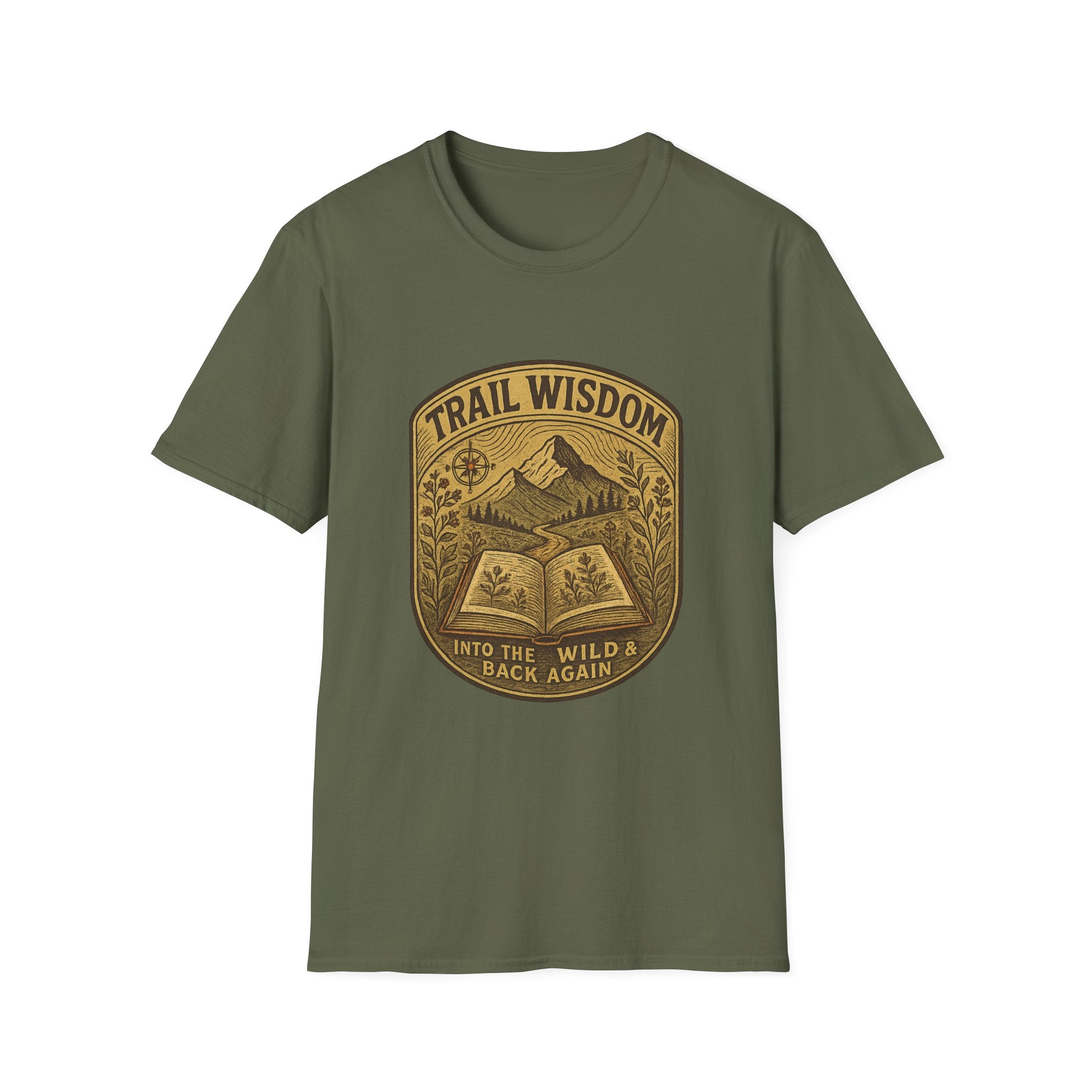 Trail Wisdom mountain badge T-Shirt | hiking nature design