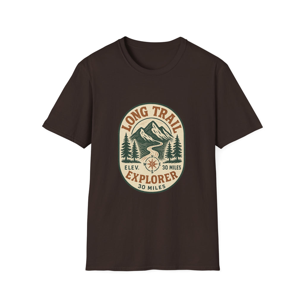 Long Trail Mountain Explorer T-Shirt | Hiking Adventure Badge