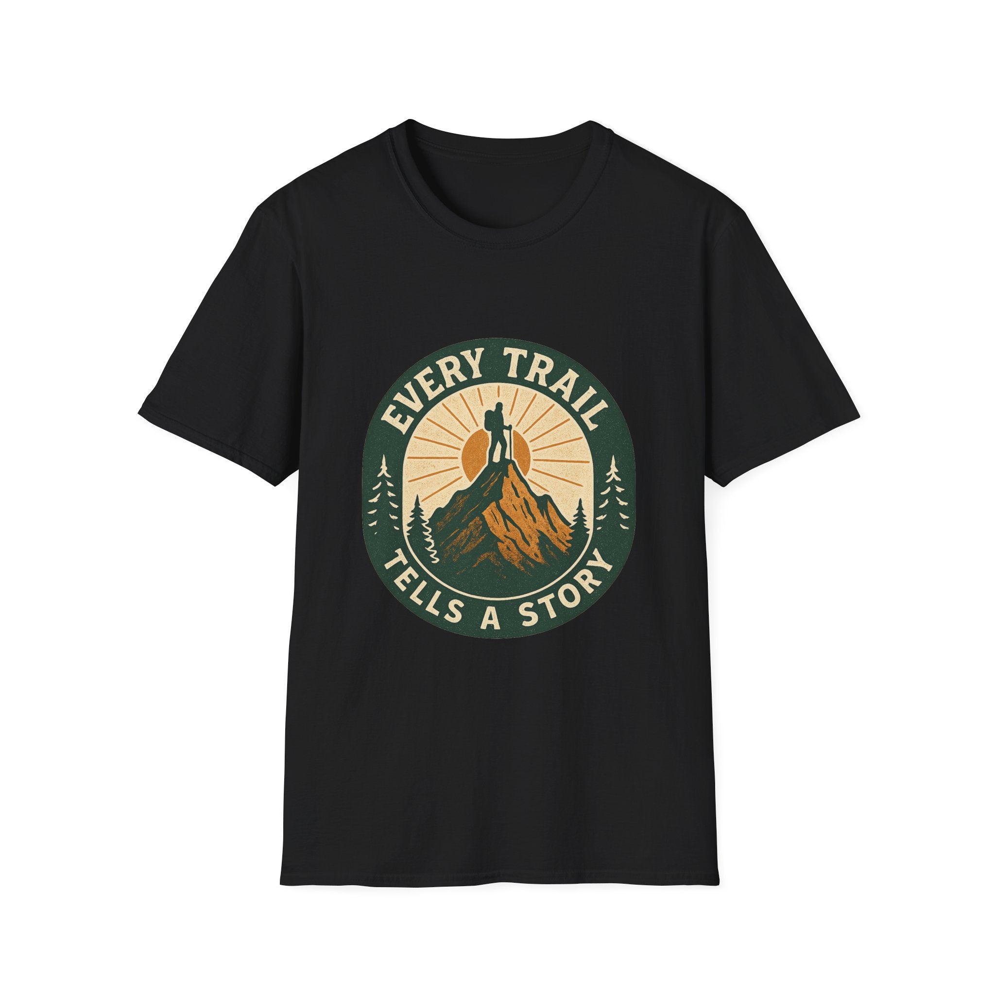Every Trail Tells a Story T-Shirt | Hiking Mountain Sunset Tee
