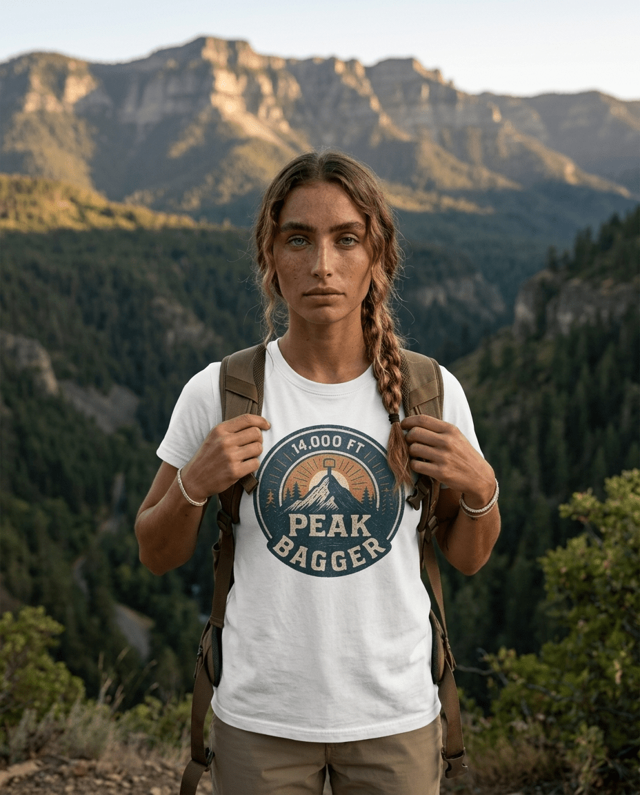 14,000 Ft Peak Bagger T-Shirt | Mountain Climbing Badge Design | SummitPine