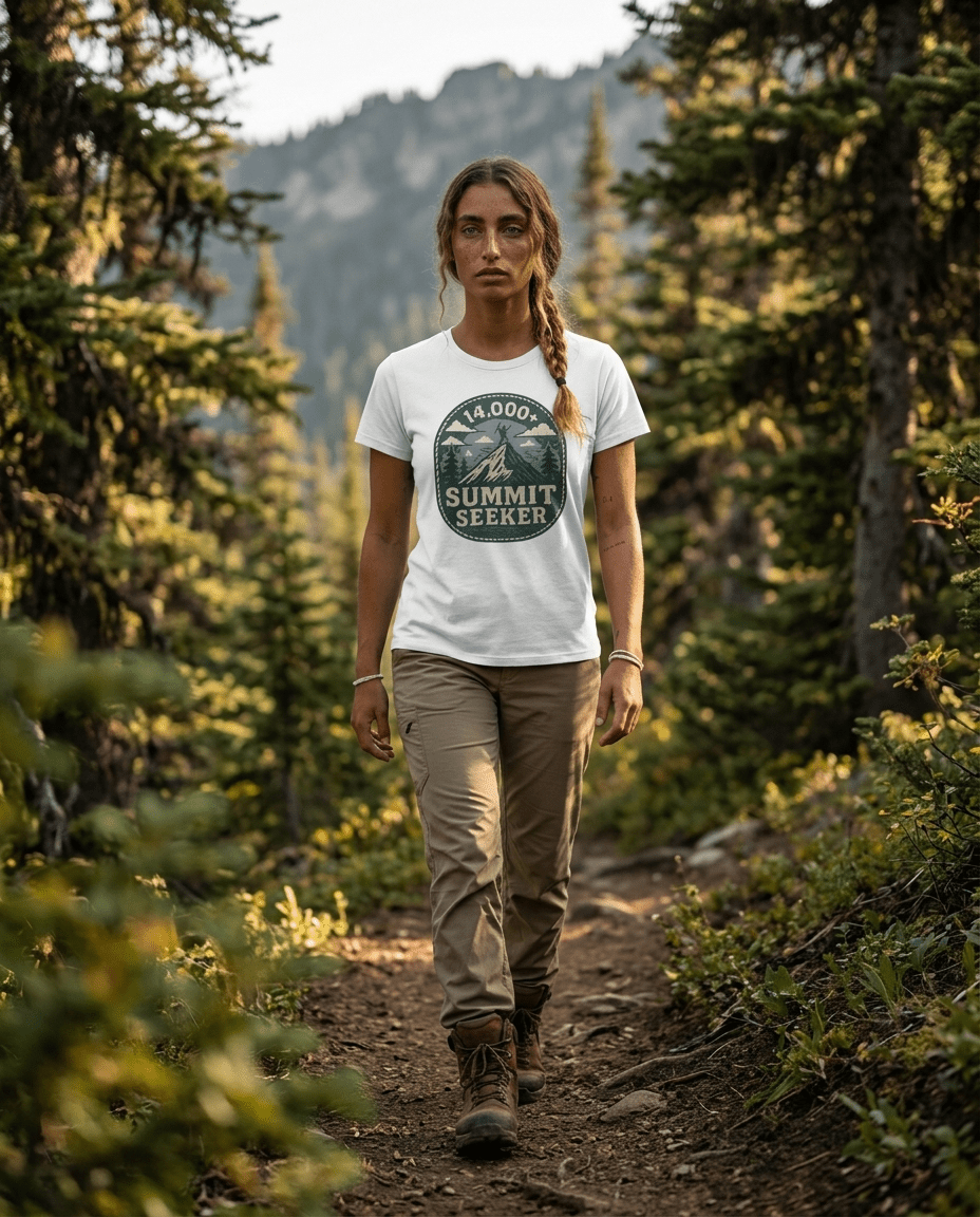 14,000+ Summit Seeker T-Shirt | Mountain Hiker Badge | SummitPine
