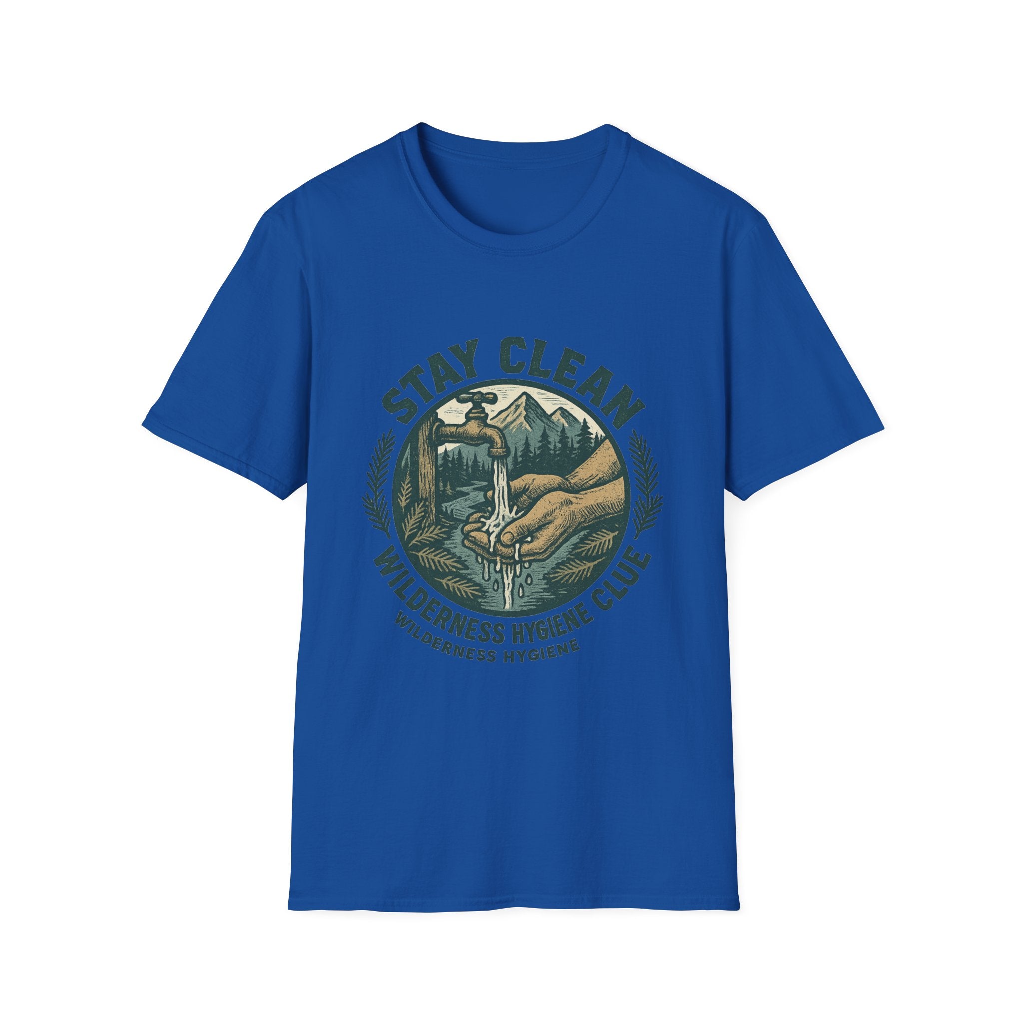 Stay Clean Wilderness Hygiene Club T-Shirt | Outdoor Camping Design
