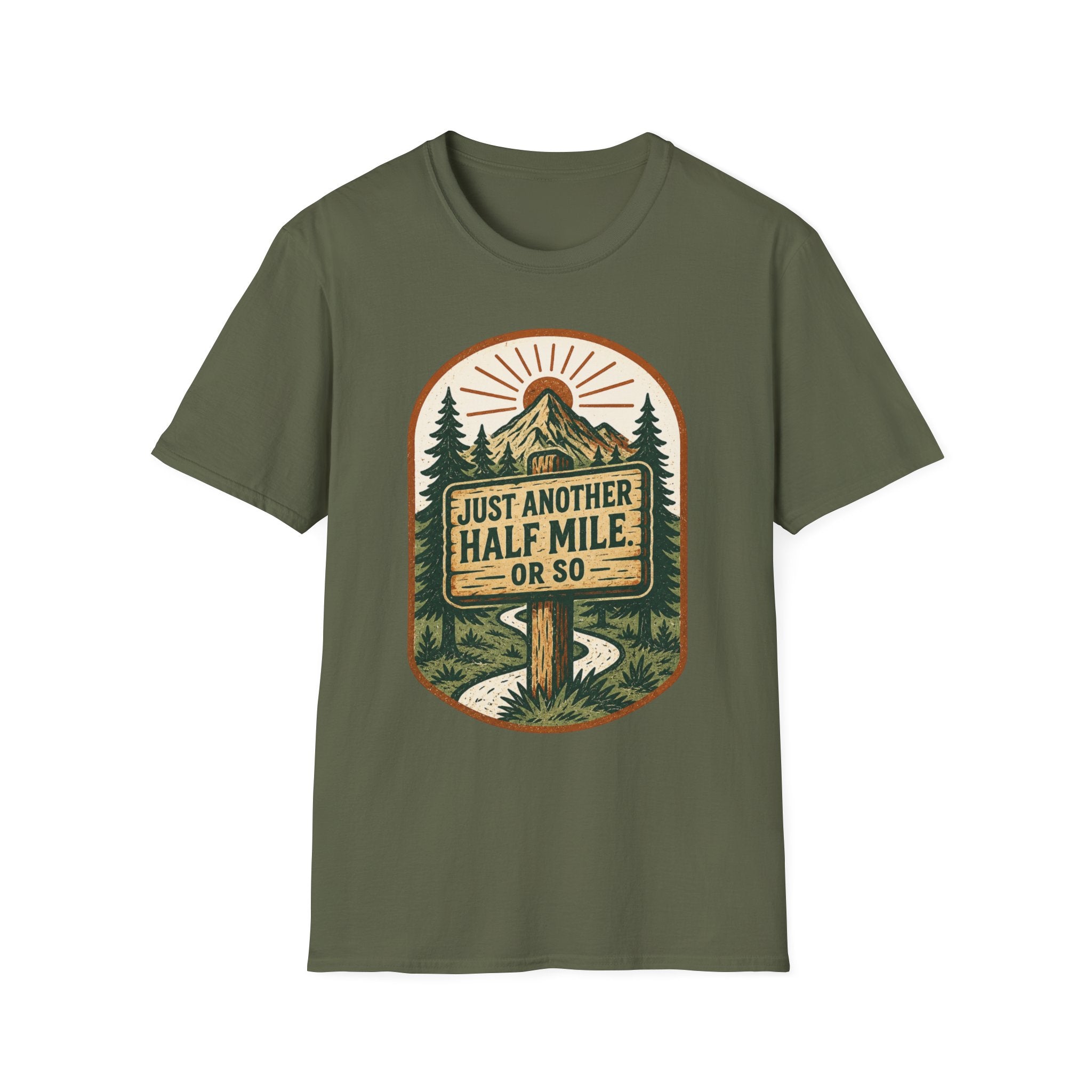 Just Another Half Mile T-Shirt | Hiking Mountains Vintage Trail Design