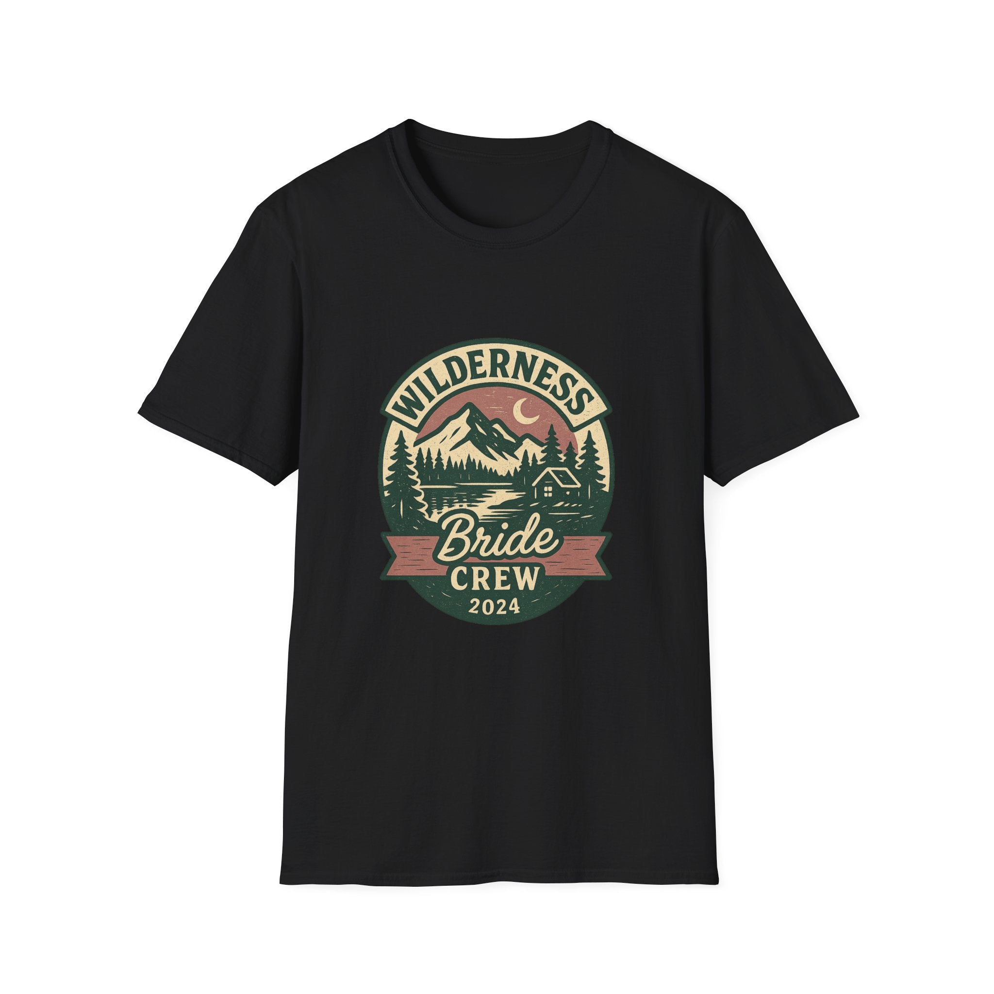 Wilderness Mountains Nightscapes T-Shirt | Bride Crew 2024 Badge