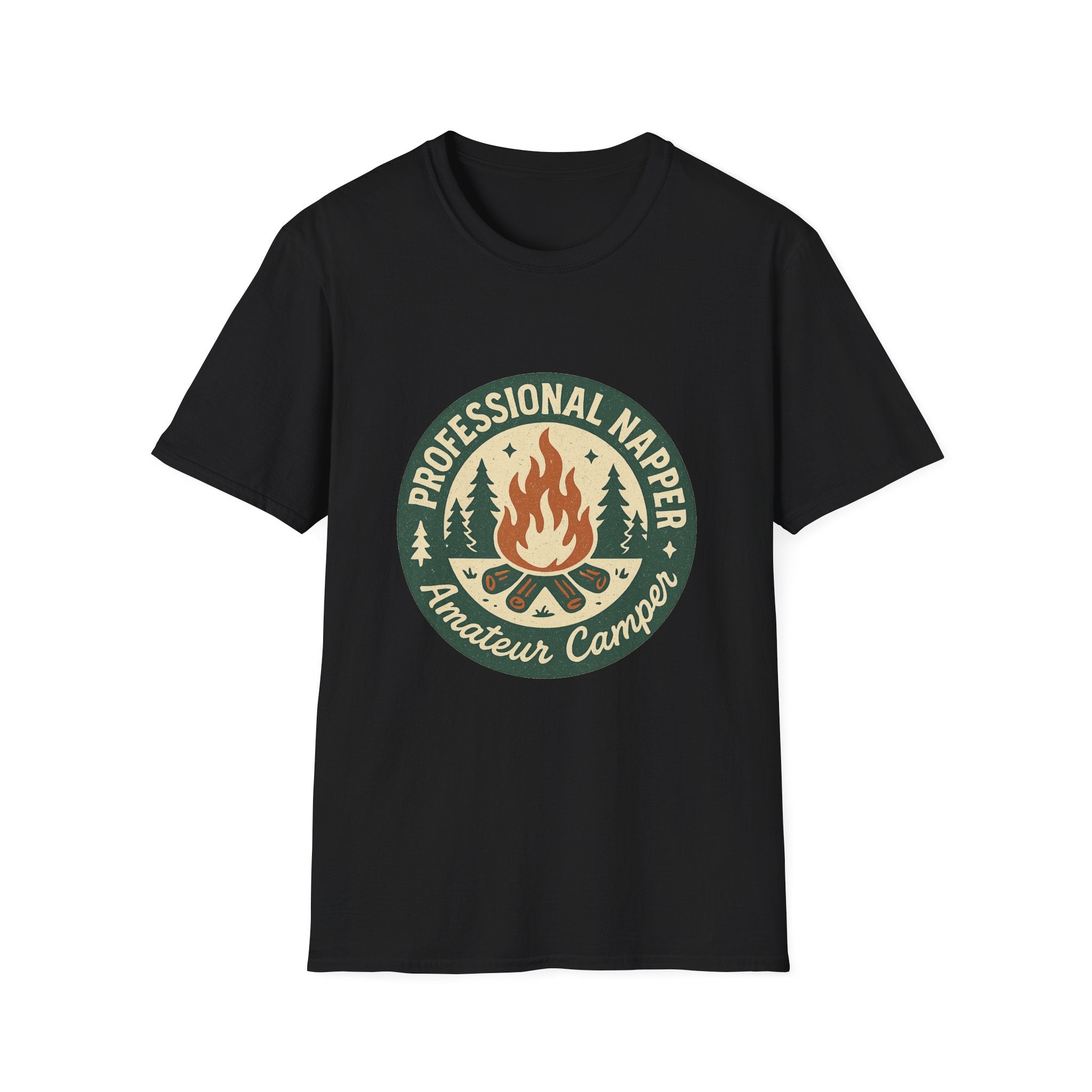 Professional Napper Campfire T-Shirt | Camping Nap Sleep Graphic Tee