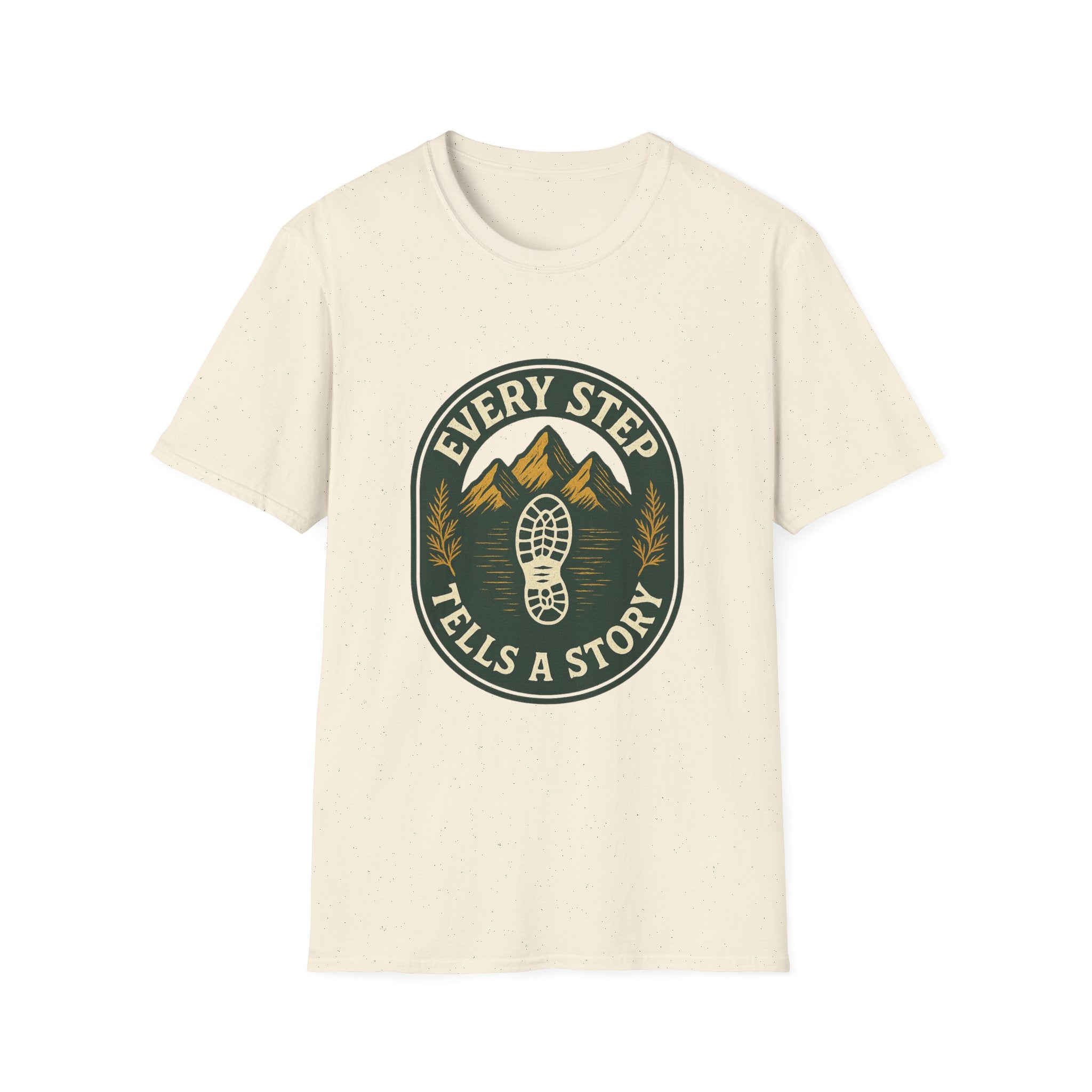 Every Step Tells a Story T-Shirt | Hiking Mountain Trail Boot Print