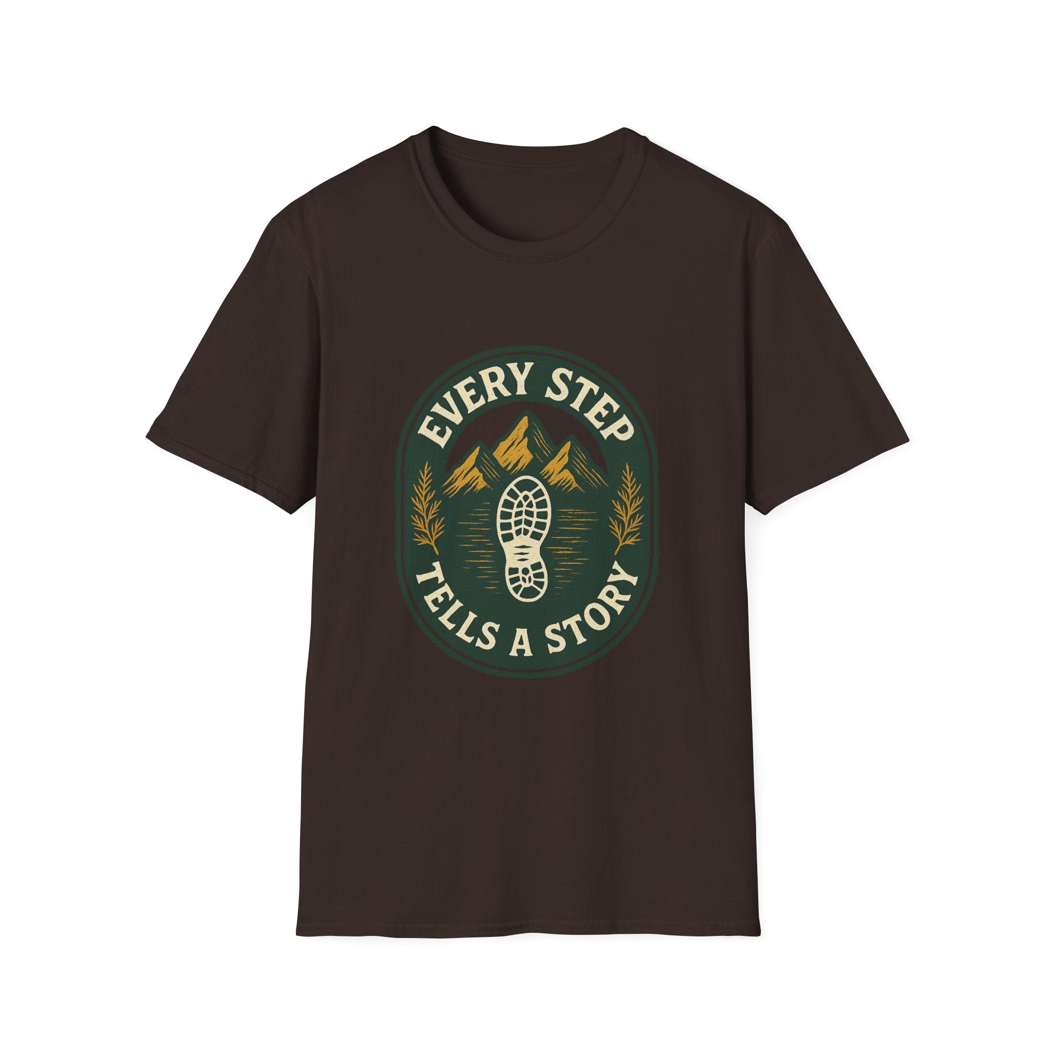Every Step Tells a Story T-Shirt | Hiking Mountain Trail Boot Print