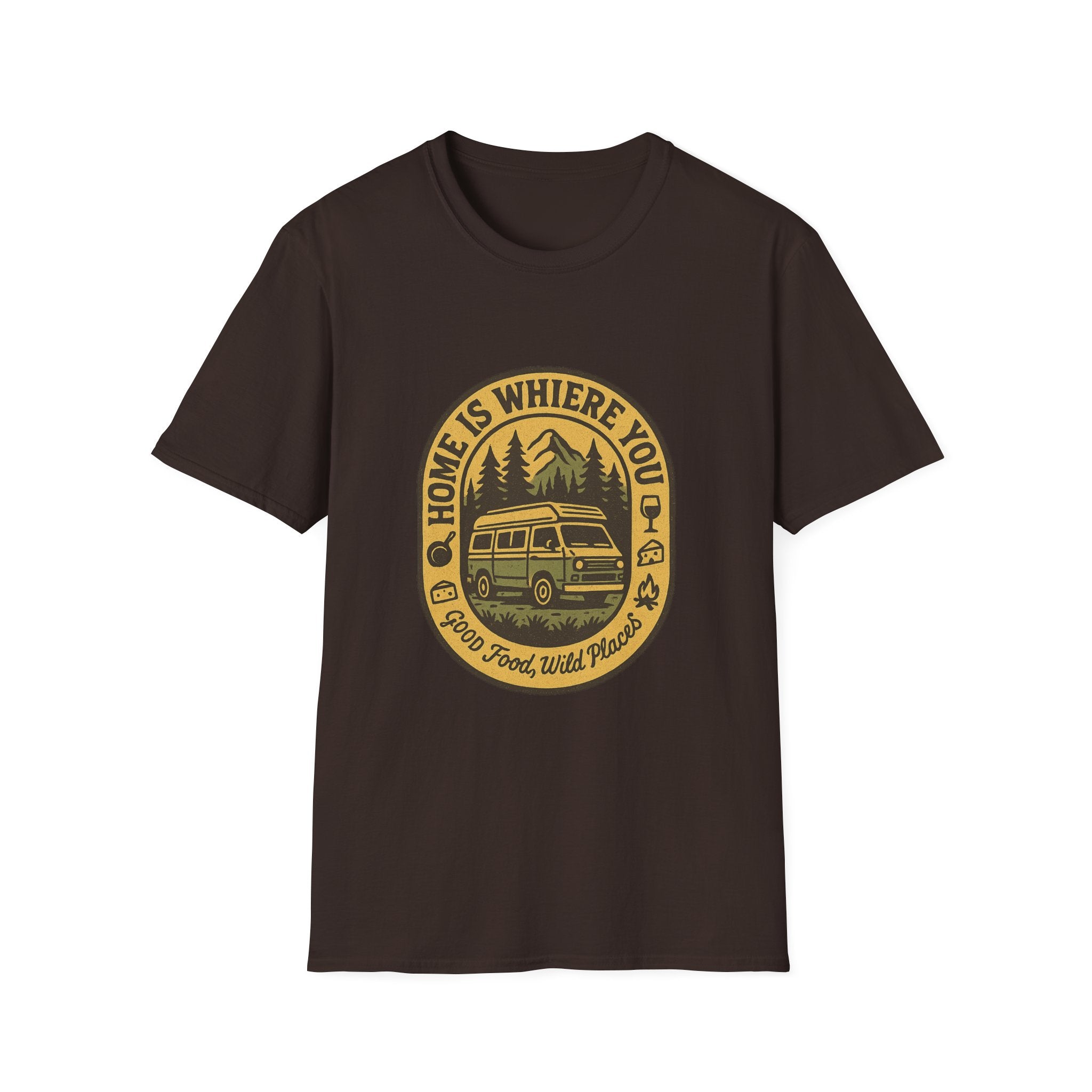 Home Is Where You Park It Camper Van T-Shirt | Vintage RV Outdoor Camping Tee