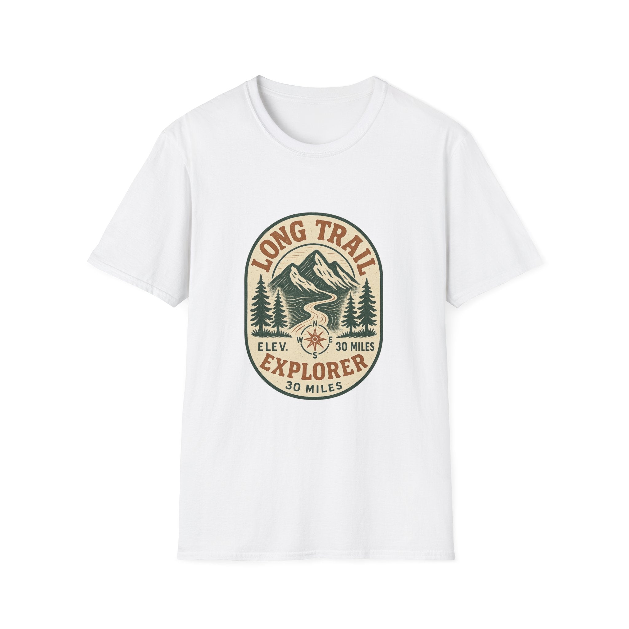 Long Trail Mountain Explorer T-Shirt | Hiking Adventure Badge