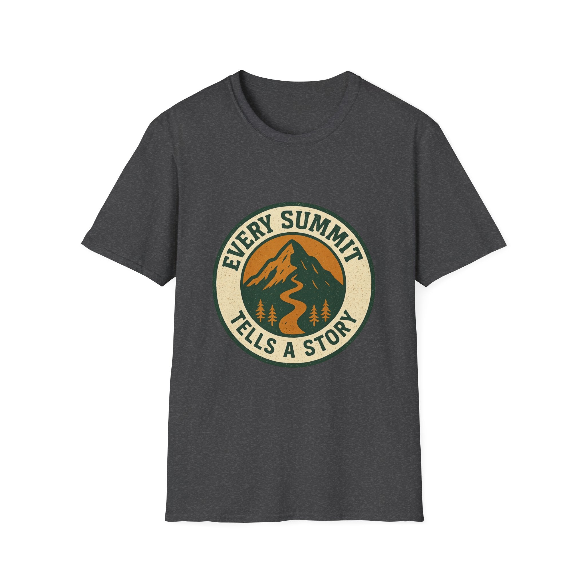 Every Summit Tells a Story T-Shirt | Mountain Adventure Badge