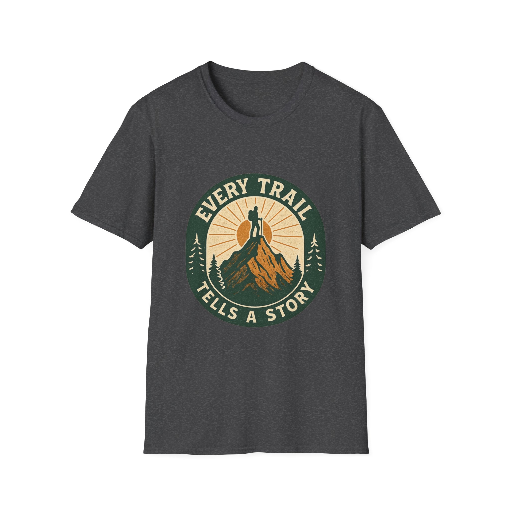 Every Trail Tells a Story T-Shirt | Hiking Mountain Sunset Tee