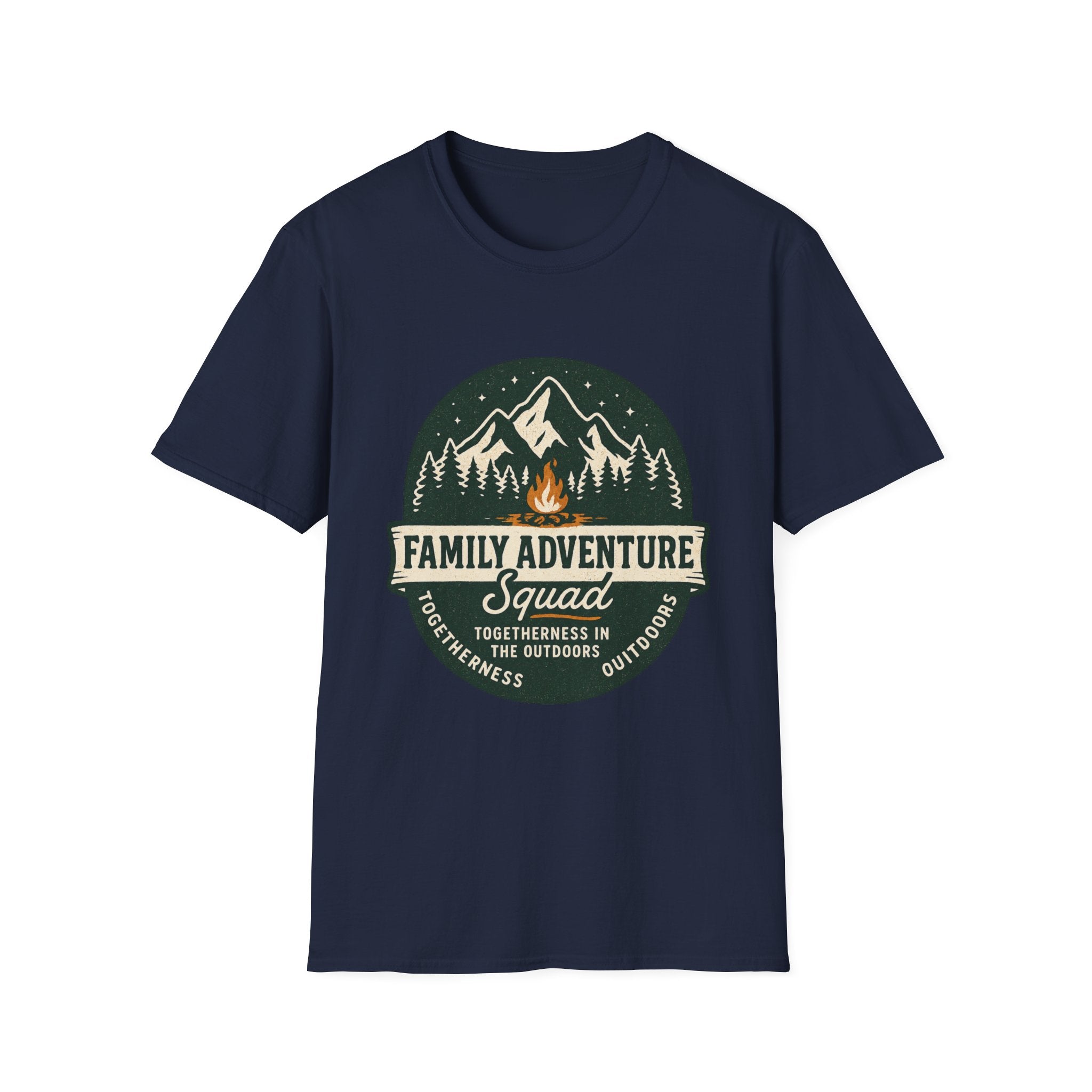 Family Adventure Squad T-Shirt | Camping Mountains Campfire Design